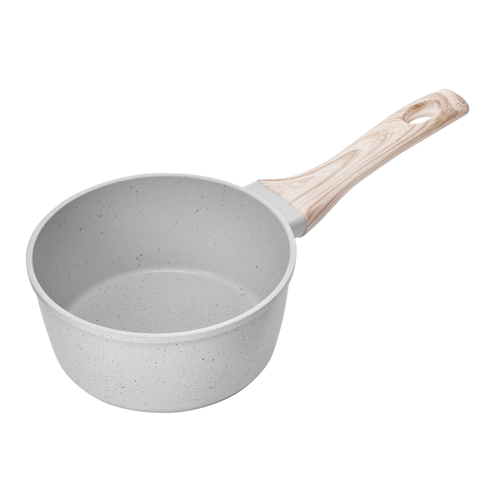 1.5 QT Saucepan, Nonstick Saucepan With Tempered Glass Lid, Multipurpose Cooking Sauce Pot With Detachable Handle, Sauce Pan Small Kitchen Cooking Pot With Coating, Induction Compatible, White