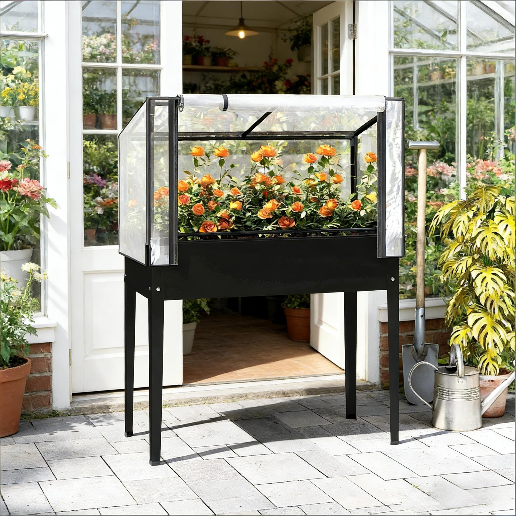 Cama de jardín elevada espaciosa para flores y plantas