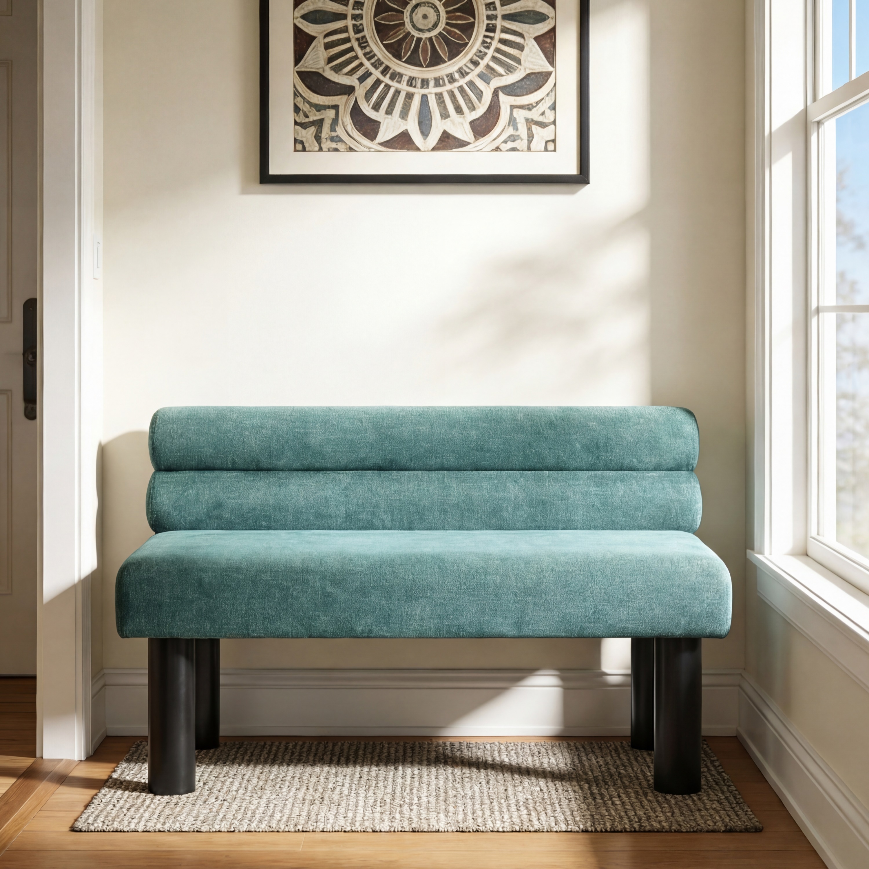 Banco tapizado para comedor, pie de cama o entrada, soporta 300 libras, verde