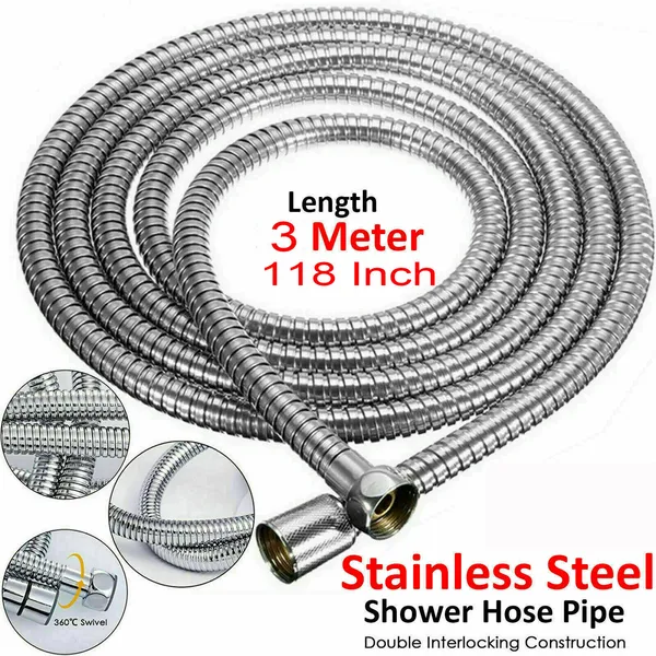 2 M & 3 M & 79' & 118' Shower Water Hose Shower Head Stainless Steel Flexible Replacement Hose