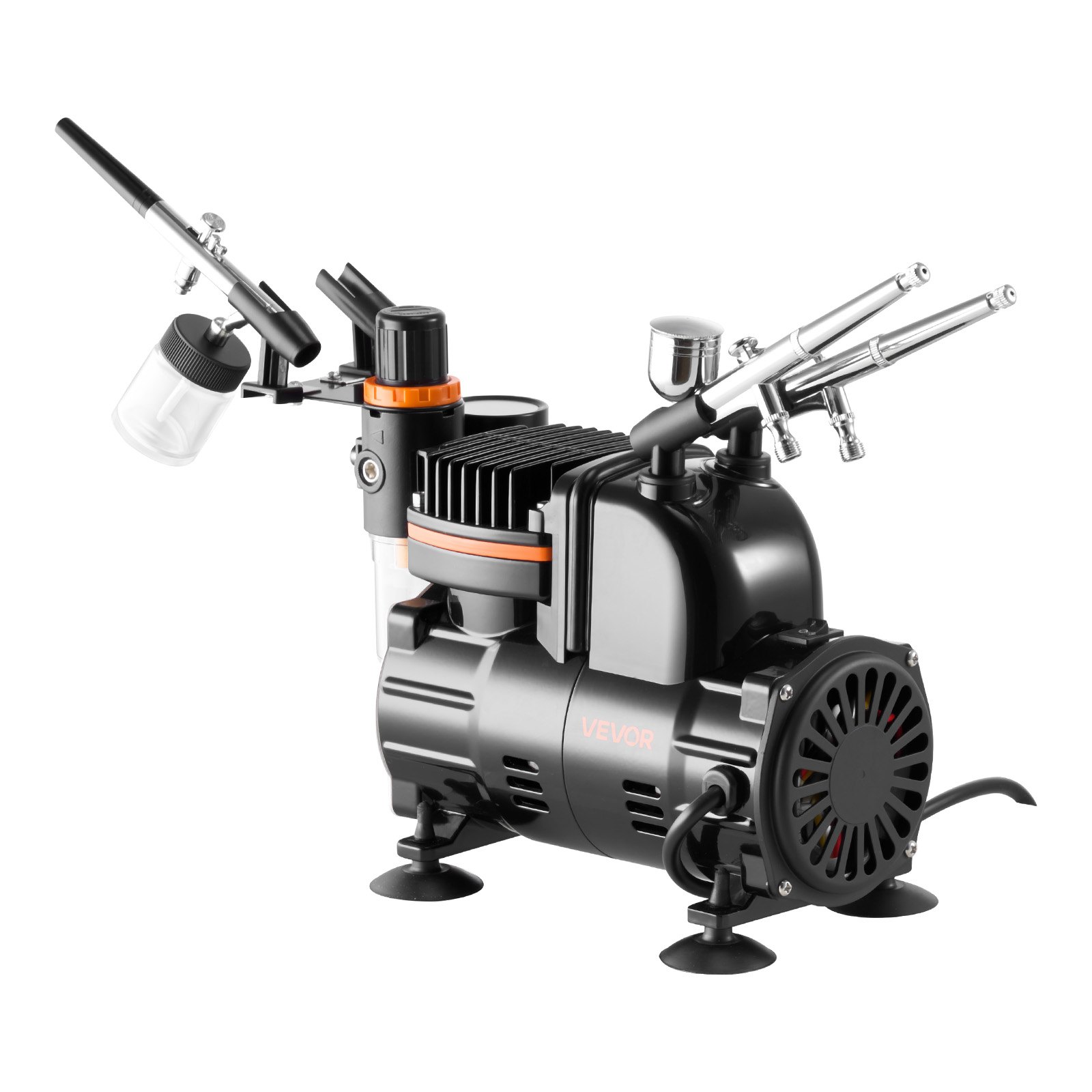 Kit de aerógrafo profesional 1/6 HP con compresor y 3 aerógrafos de doble acción
