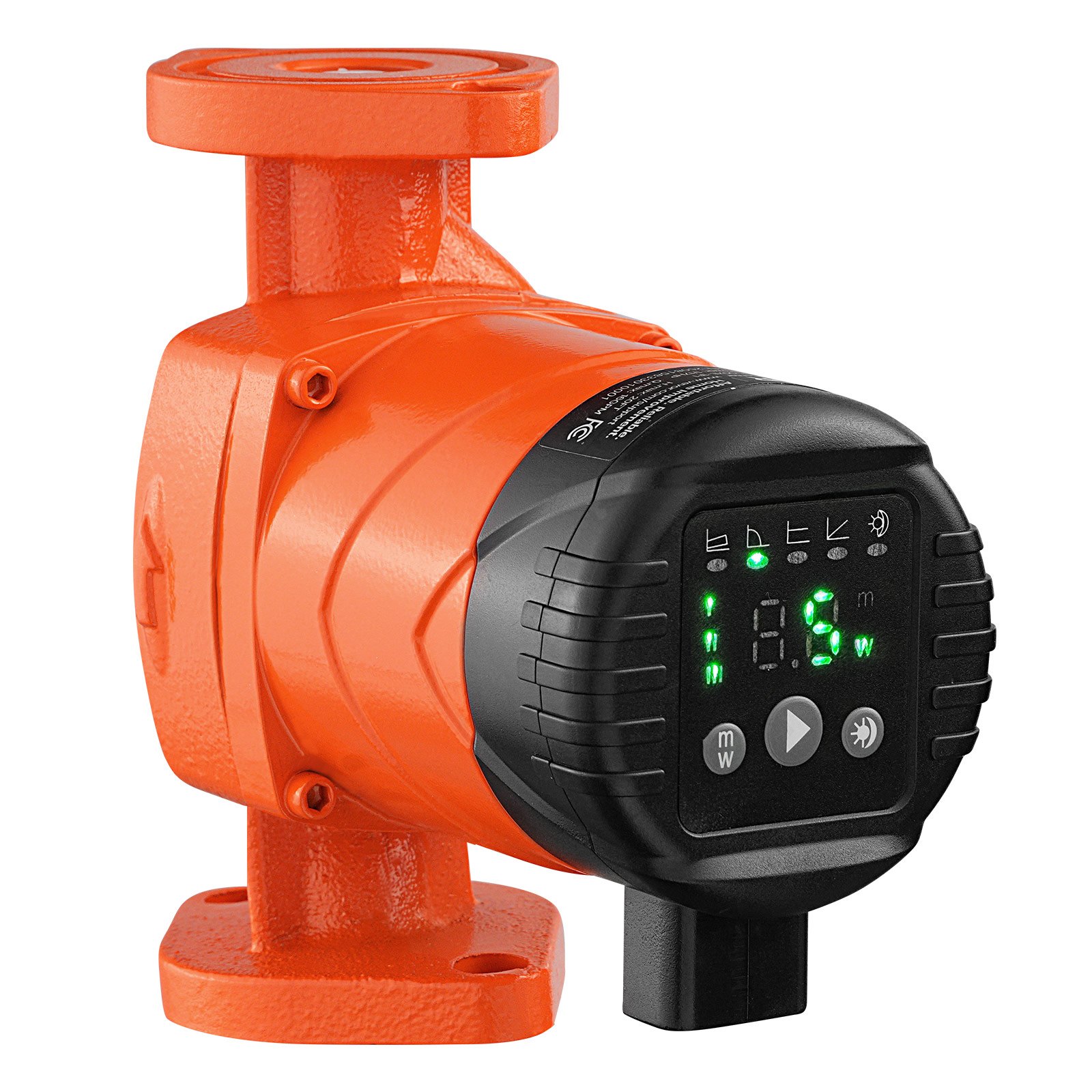 F-007E-1F1 High Efficiency Circulator Pump, 16 GPM, 120V 20 Ft Cast Iron Hot Water Recirculating Circulation Pump, 1 In Flange Connection, Check Valve, Quiet Operation, For Home Heating System