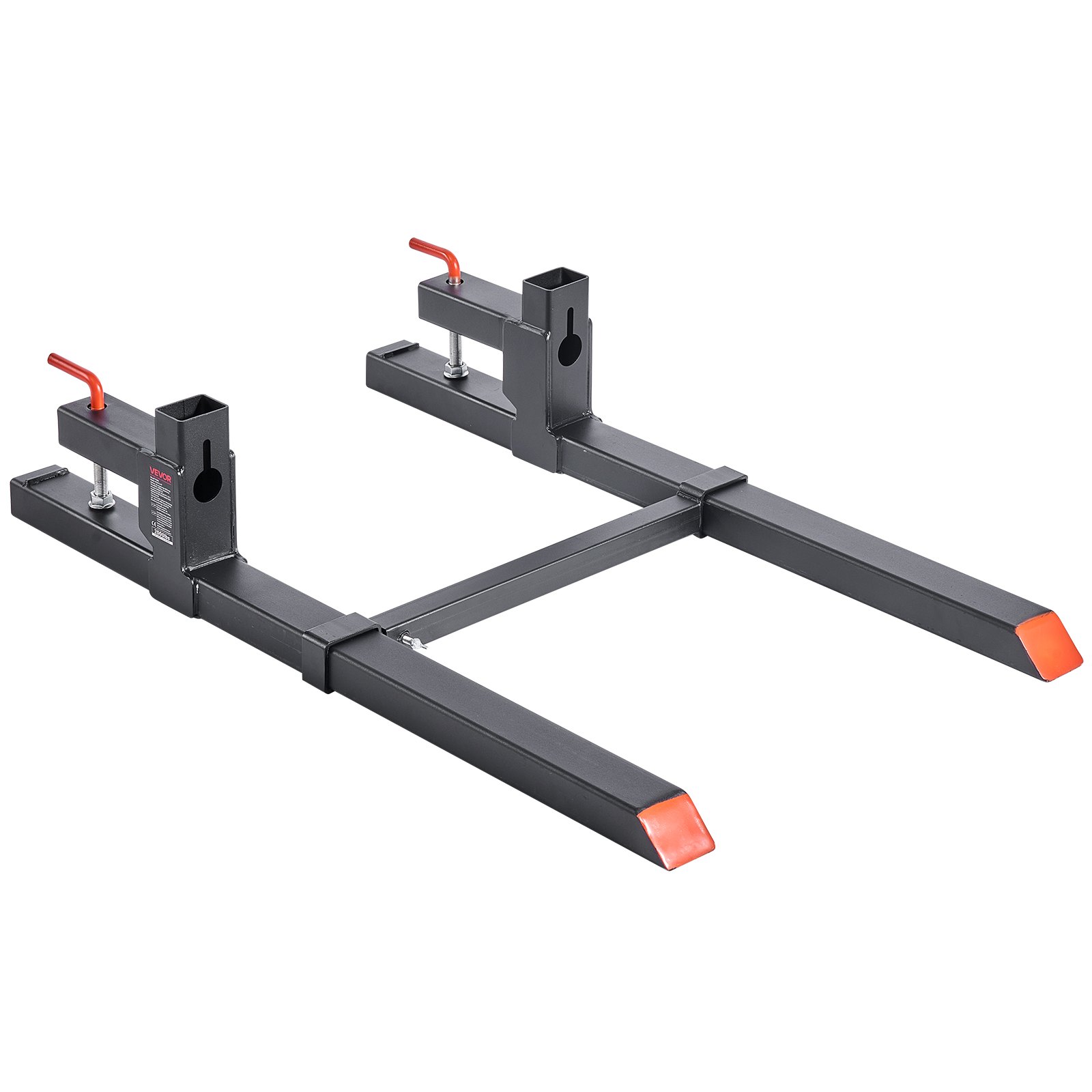 Pallet Forks, 2000 Lbs Clamp On Pallet Forks, 43-Inch Total Length Heavy-Duty Tractor Fork With Adjustable Stabilizer Bar For Tractor Attachments, Loader Bucket, And Skid Steer, Black