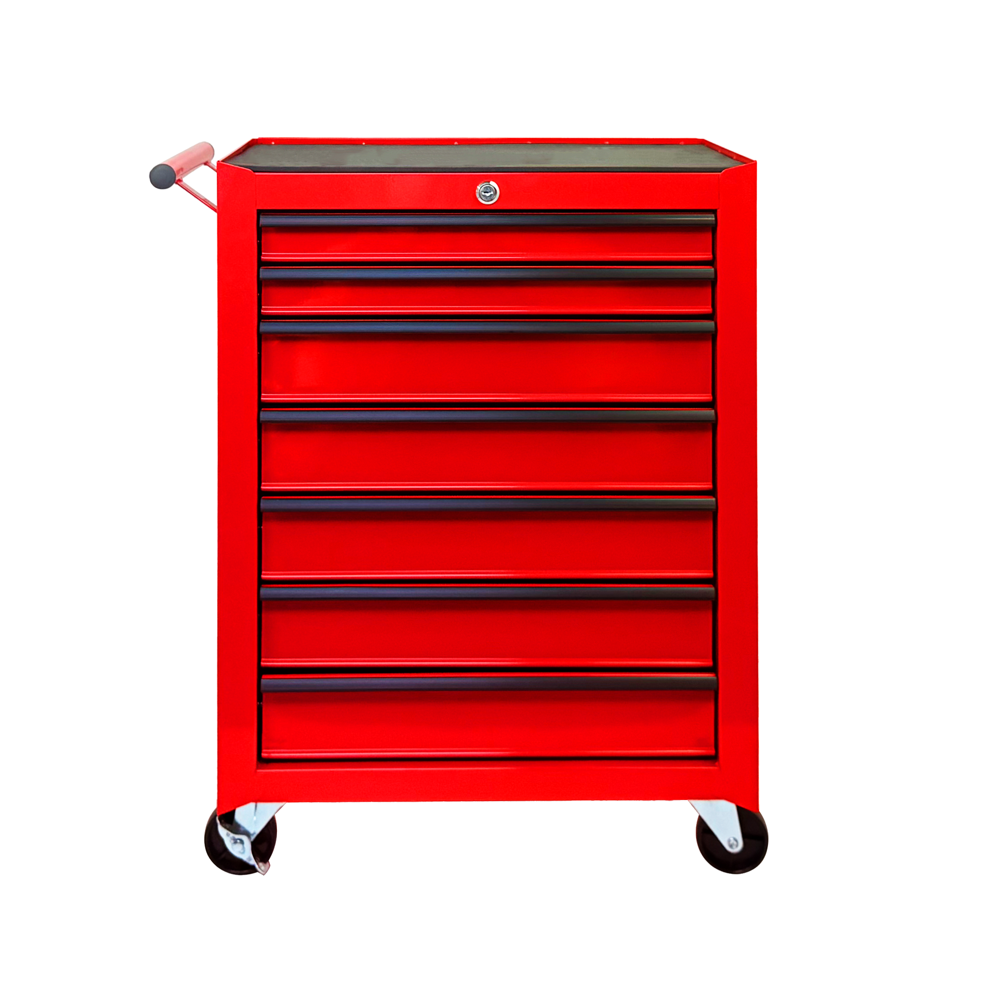 Caja de herramientas rodante de metal de 20 pulgadas con 7 cajones, roja