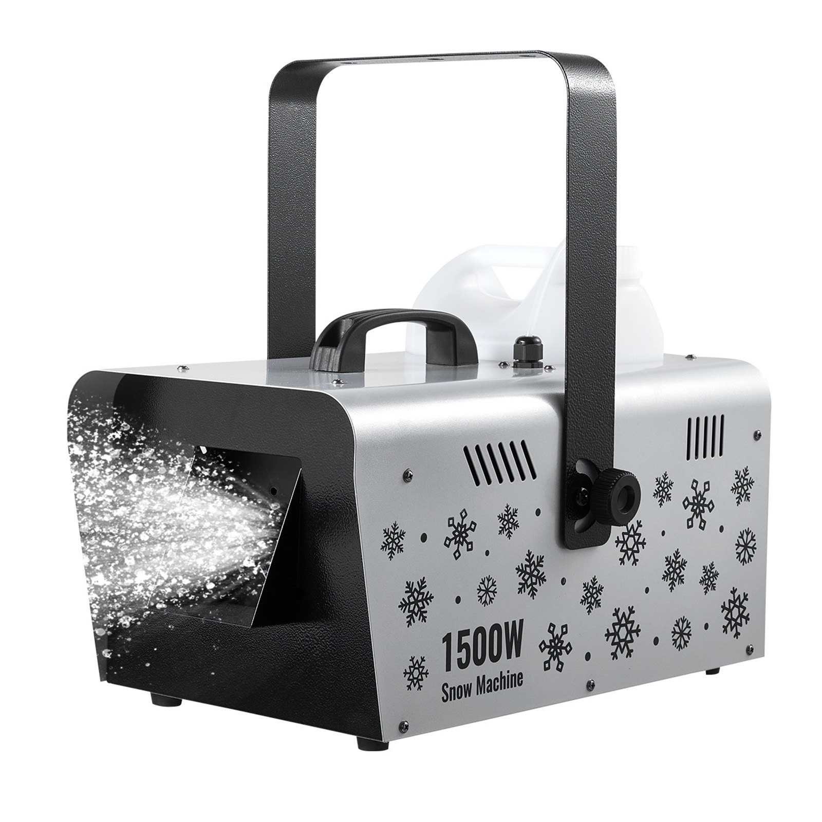 Máquina de nieve 1500W, portátil, control remoto inalámbrico, tanque de 5L.