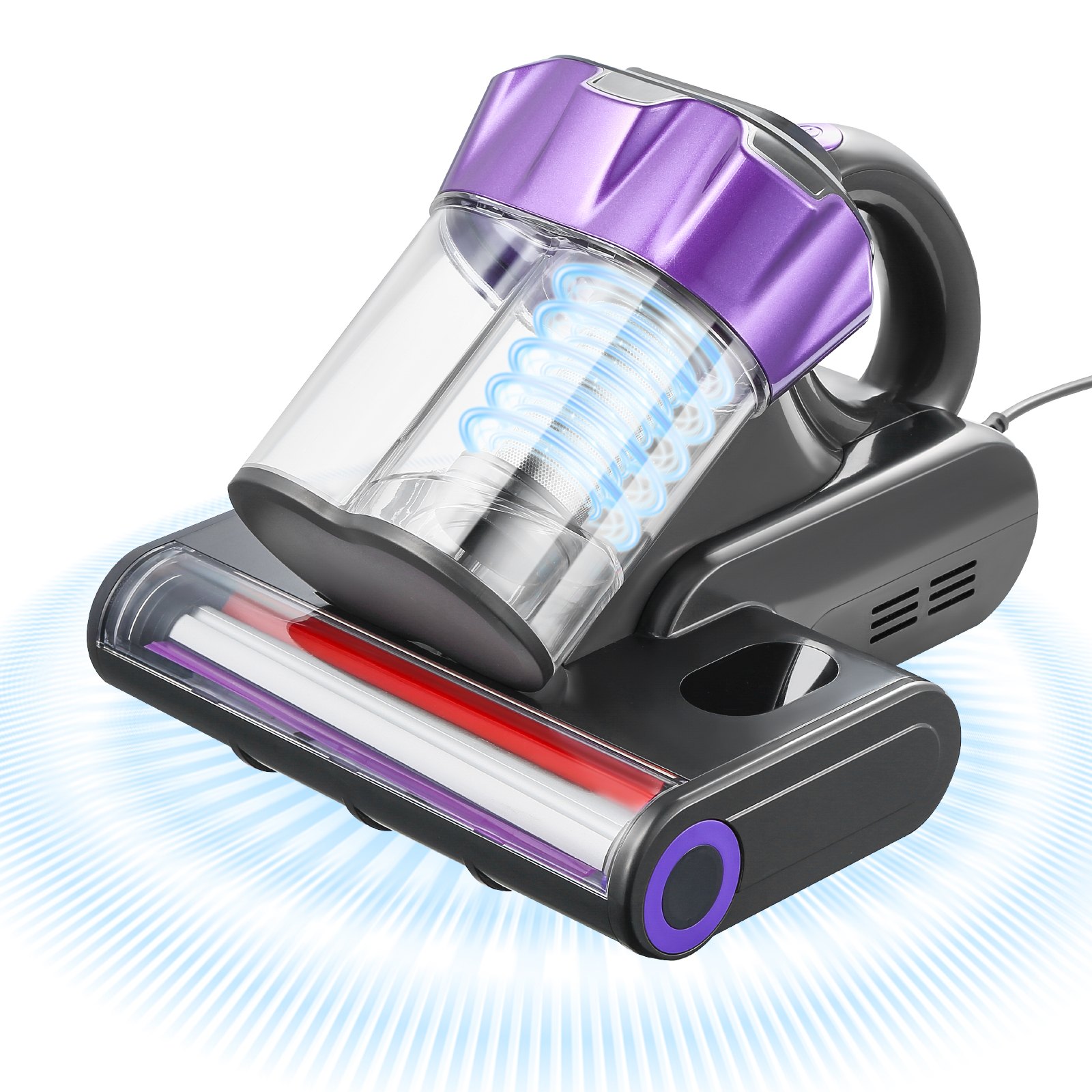 Mattress Vacuum Cleaner, 550W Bed Vacuum Cleaner With 18Kpa Powerful Suction And Dual Dust Bin, HEPA Filter & Heating, Ultrasound Tech & Cleaning Lights, Handheld For Bed, Sofa, Corded, Gray