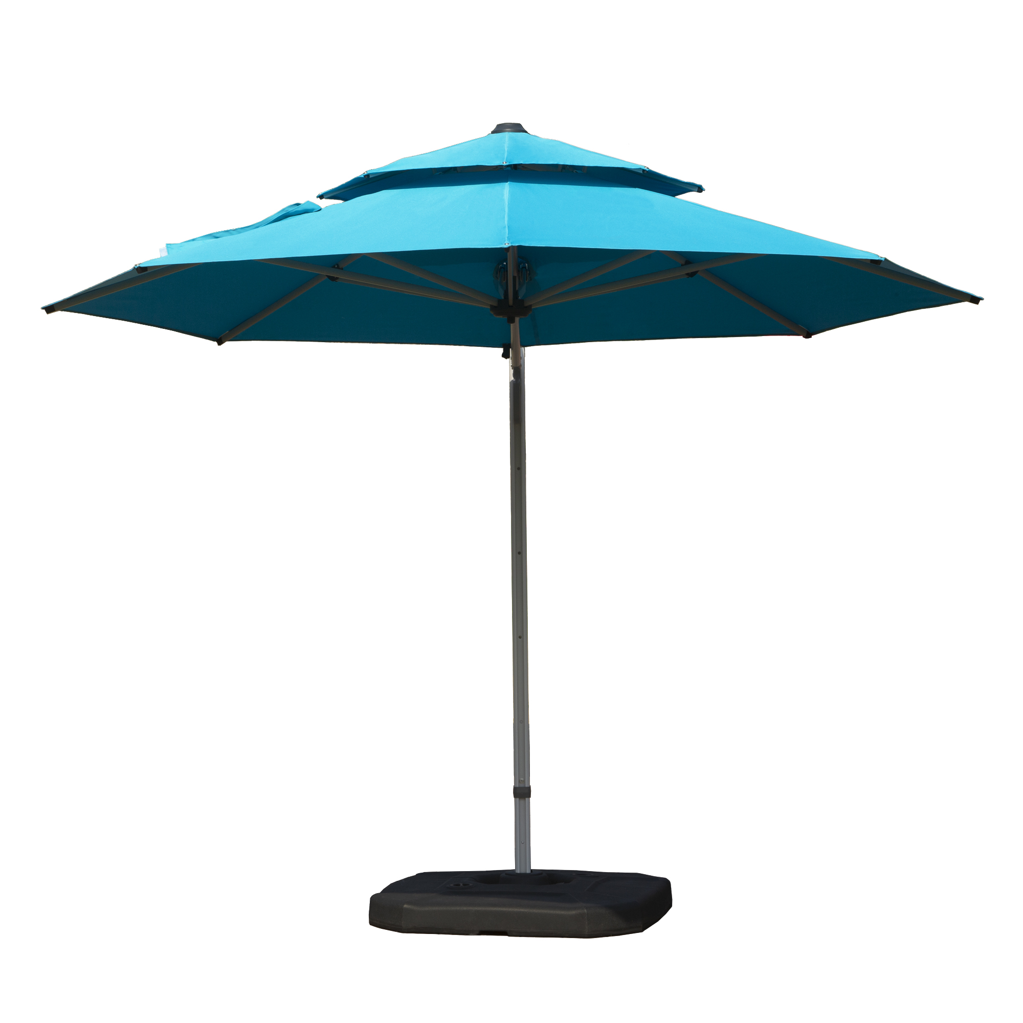 Round Cantilever Umbrella With Center Pole, Lake Blue  Base Not Included