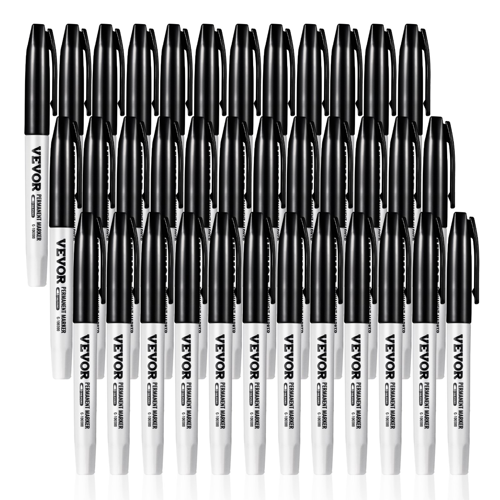 Permanent Markers, 36 Pack Black Permanent Marker Set, Quick Drying & Fade Resistant, Fine Point Markers For Plastic, Paper, Metal, And More