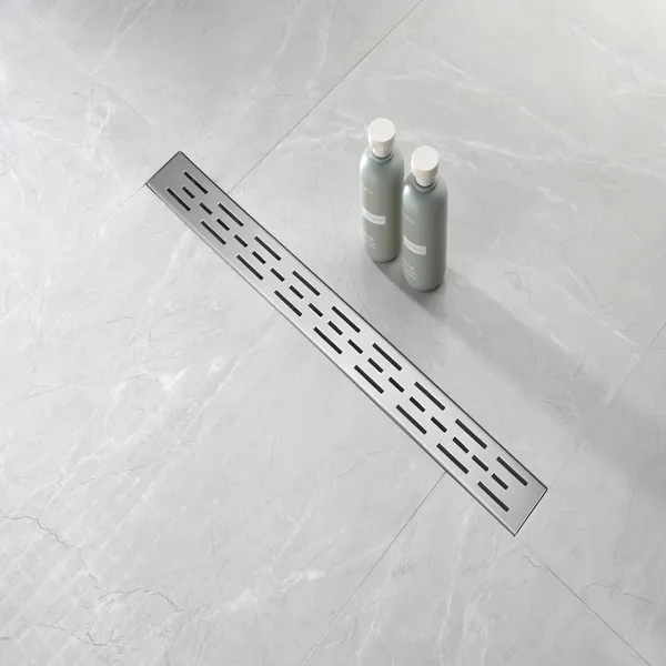 Drenaje de ducha lineal de 28 pulgadas, acero inoxidable 304, rejilla de ladrillo extraíble
