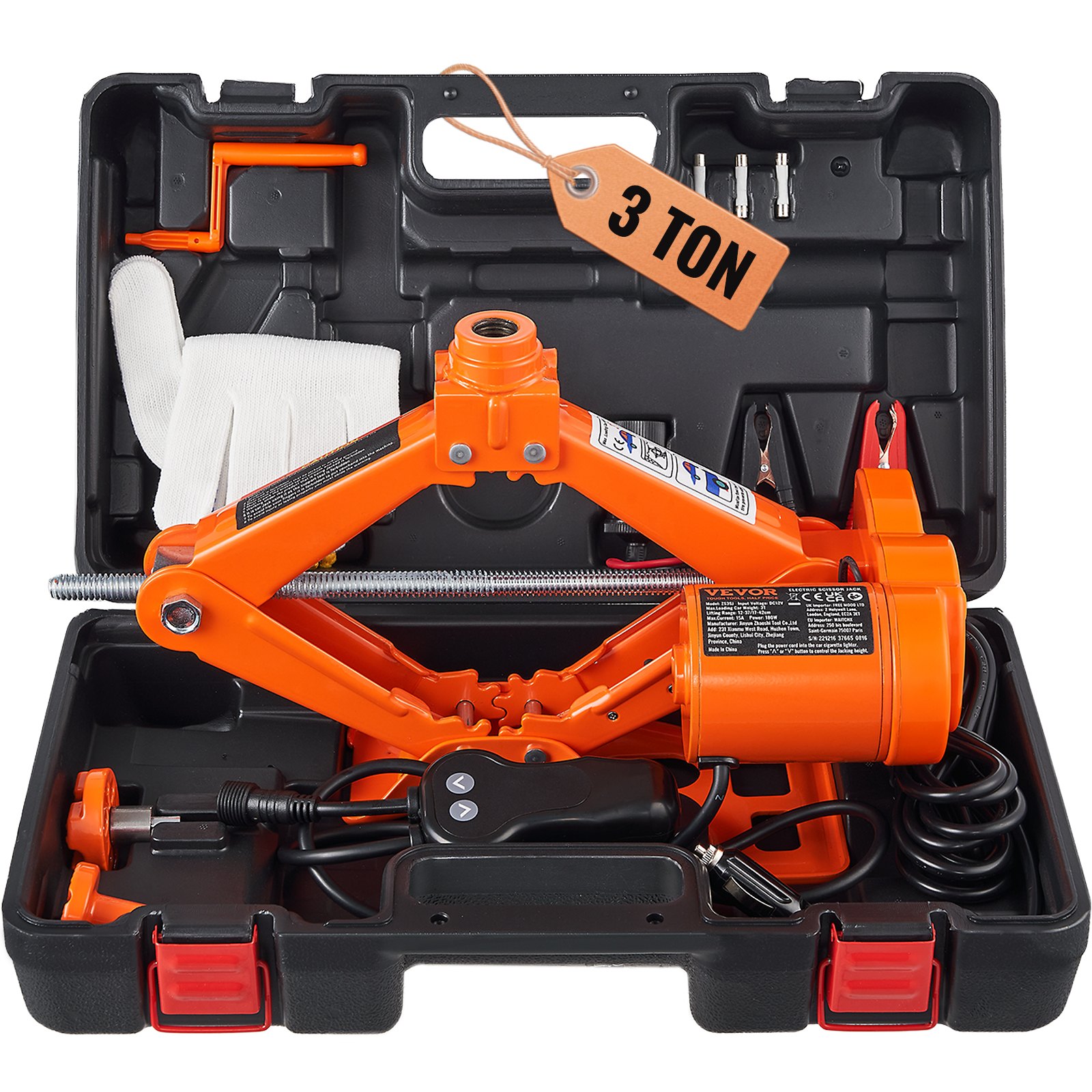Electric Car Jack, 3 Tons /6600 Lbs Scissor Jack, 12V Electric Automatic Jack With Double Saddles And Remote Control, Portable Car Jack For Sedan, SUV, Truck Tire Change