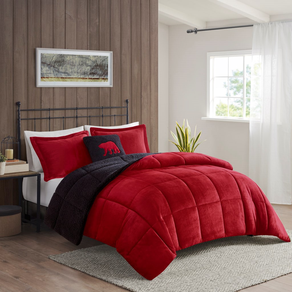 King Plush To Sherpa Down  Comforter Set
