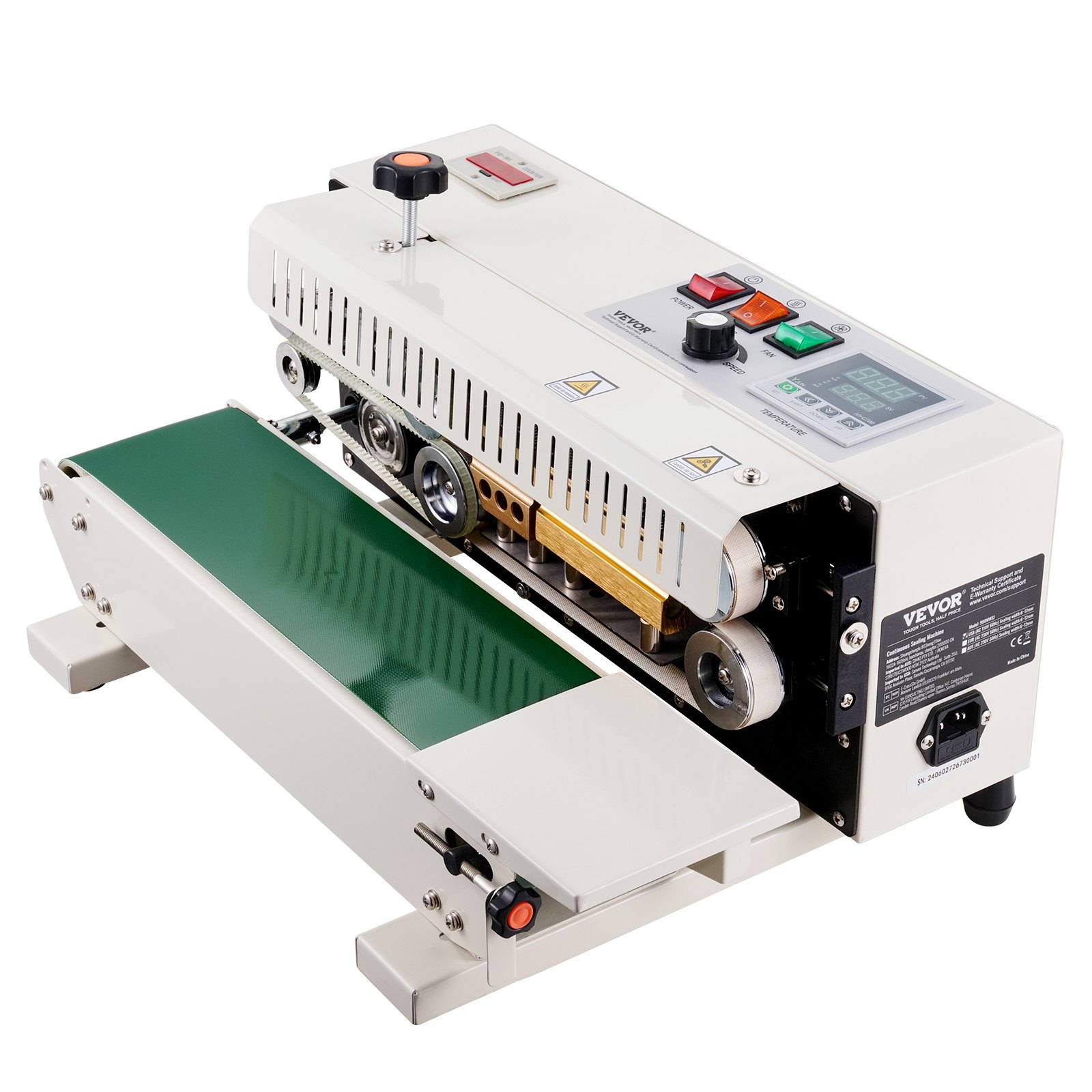 Continuous Bag Band Sealing Machine, 0.24-0.47 In/6-12 Mm Seal Width, Horizontal Band Sealer Machine With Digital Temperature Control, Bag Sealer For 0.02-0.8 Mm Plastic Bags With Count Function