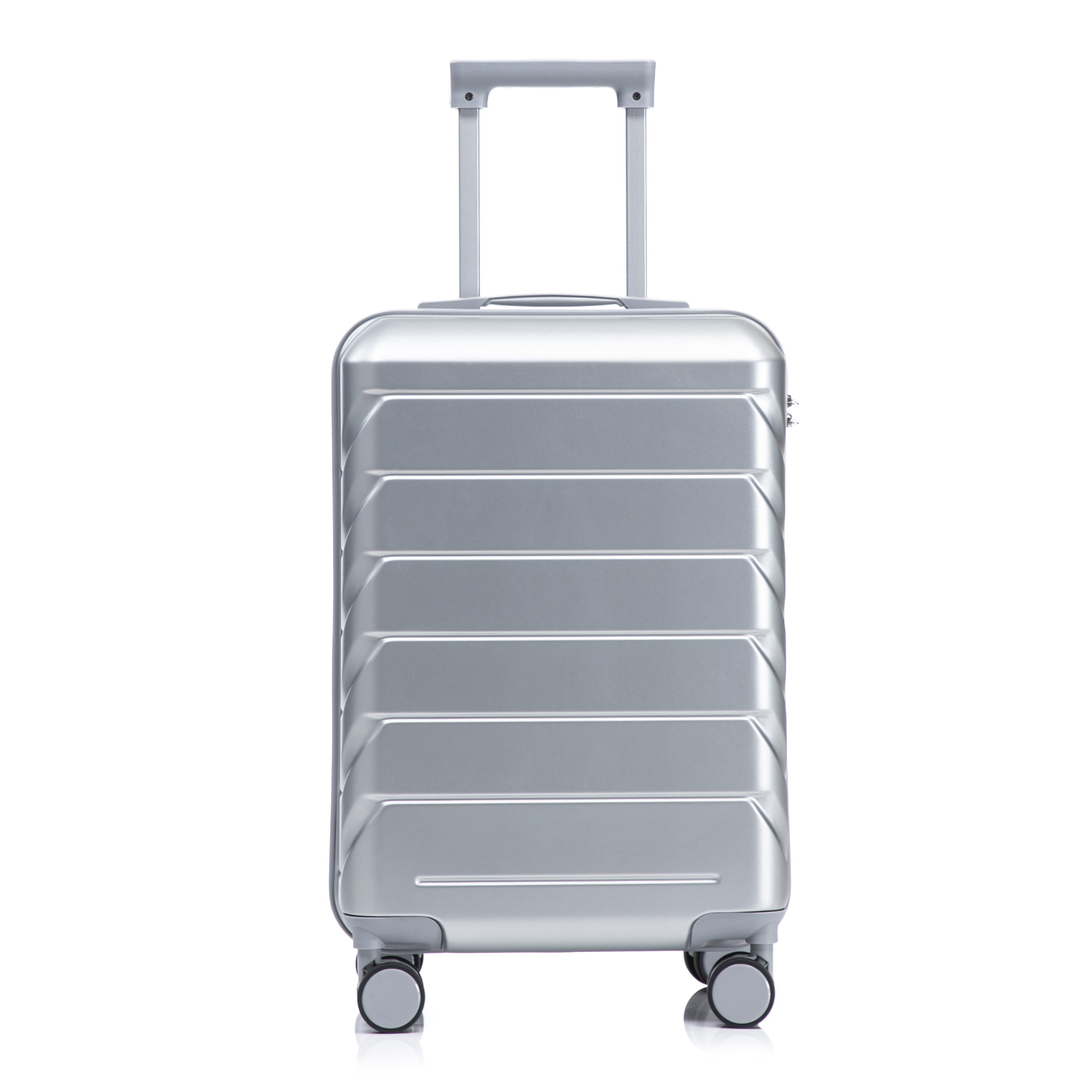 20 Inch ABS Hard Shell Travel Checked Luggage - Scratch Resistant Surface Four Multi-Directional Wheels,  With Combination Lock Silver