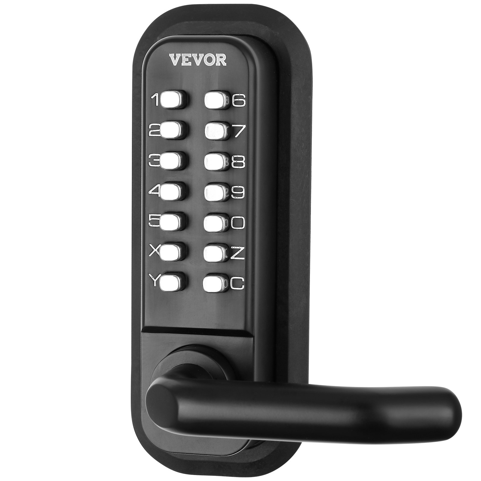 Cerradura de puerta mecánica sin llave, teclado de 14 dígitos, doble cara