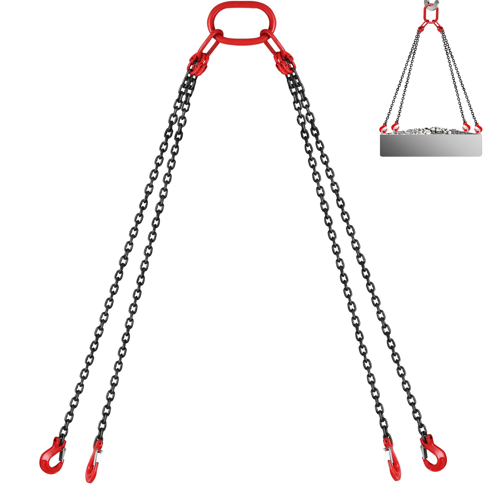 Chain Sling, 5/16 Inch X 10 Ft Lifting Chains With Hooks, G80 Engine Chain Hoist Lifts, 11000 Lbs/5 Ton Capacity Lifting Sling Chains For Engine Hoist, Engine Lift Chain With 4 Leg Grab Hooks