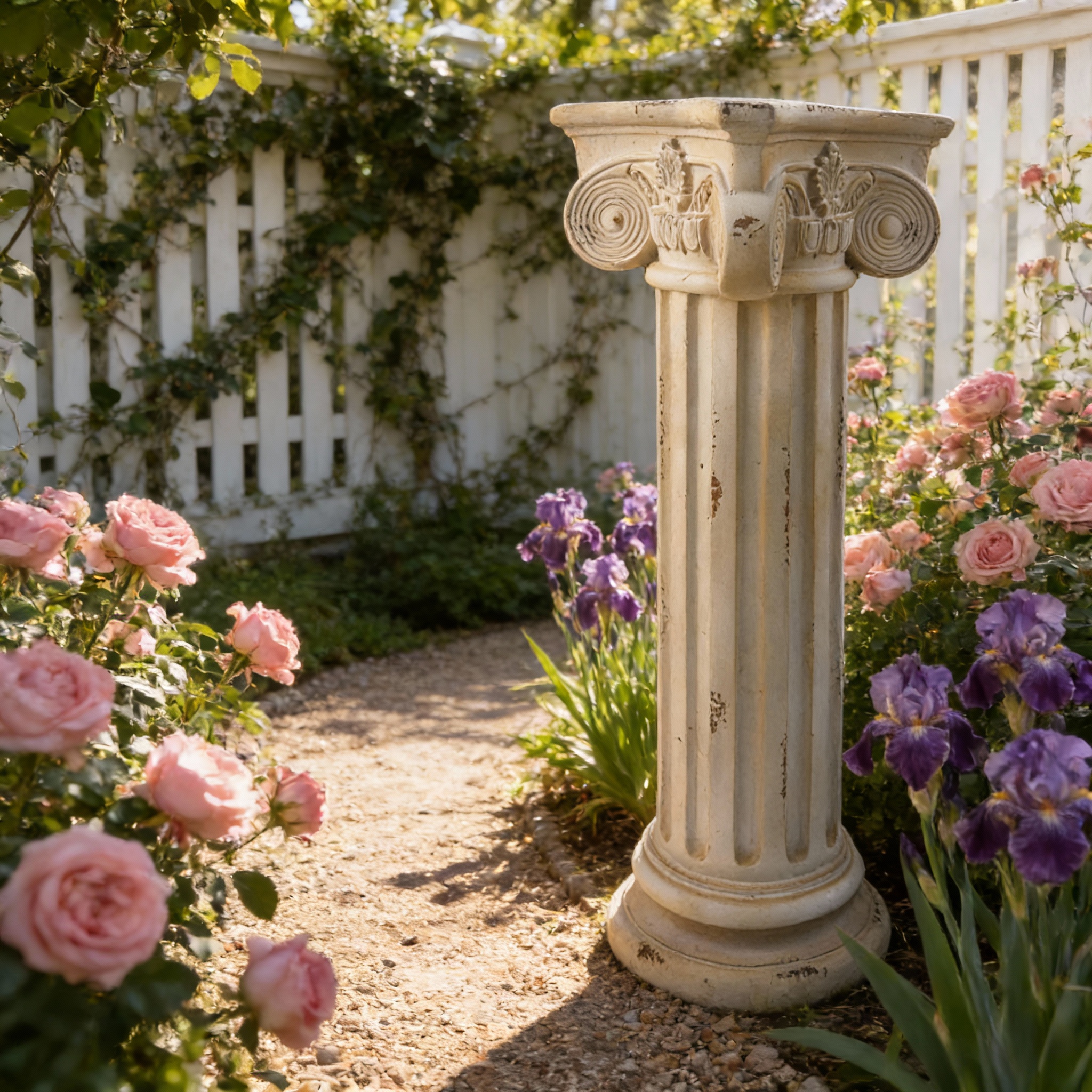 Pedestal columna romana para plantas, 28.93" de alto, de óxido de magnesio