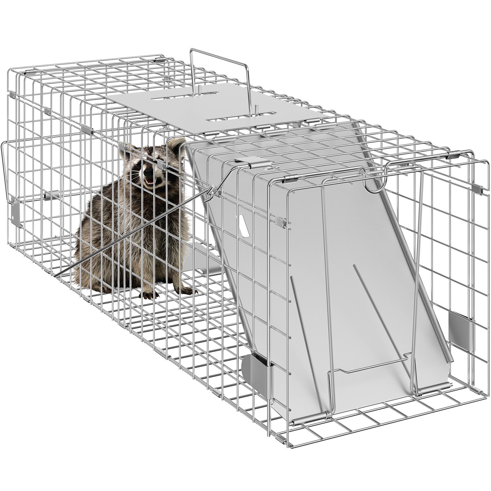 Trampa jaula para animales vivos, 24 x 8 x 8 pulgadas, plegable, hierro galvanizado