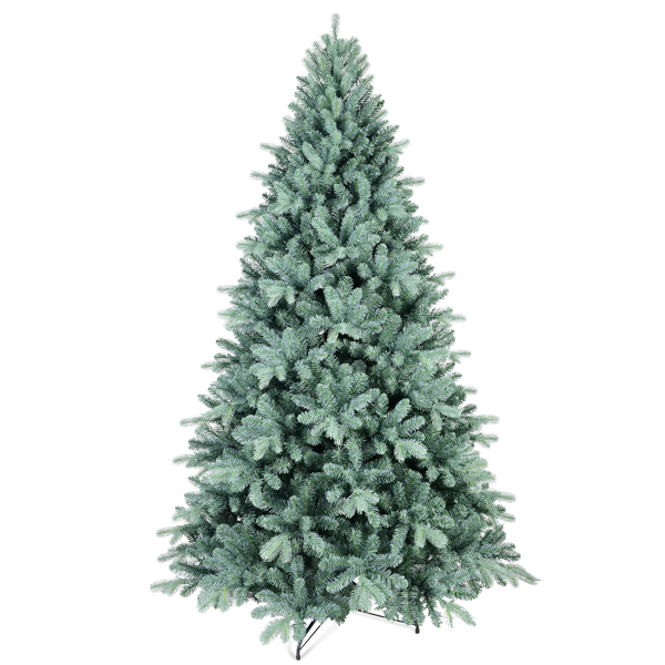 Árbol de Navidad artificial de 7.5 pies, azul verdoso, 2148 puntas, plegable
