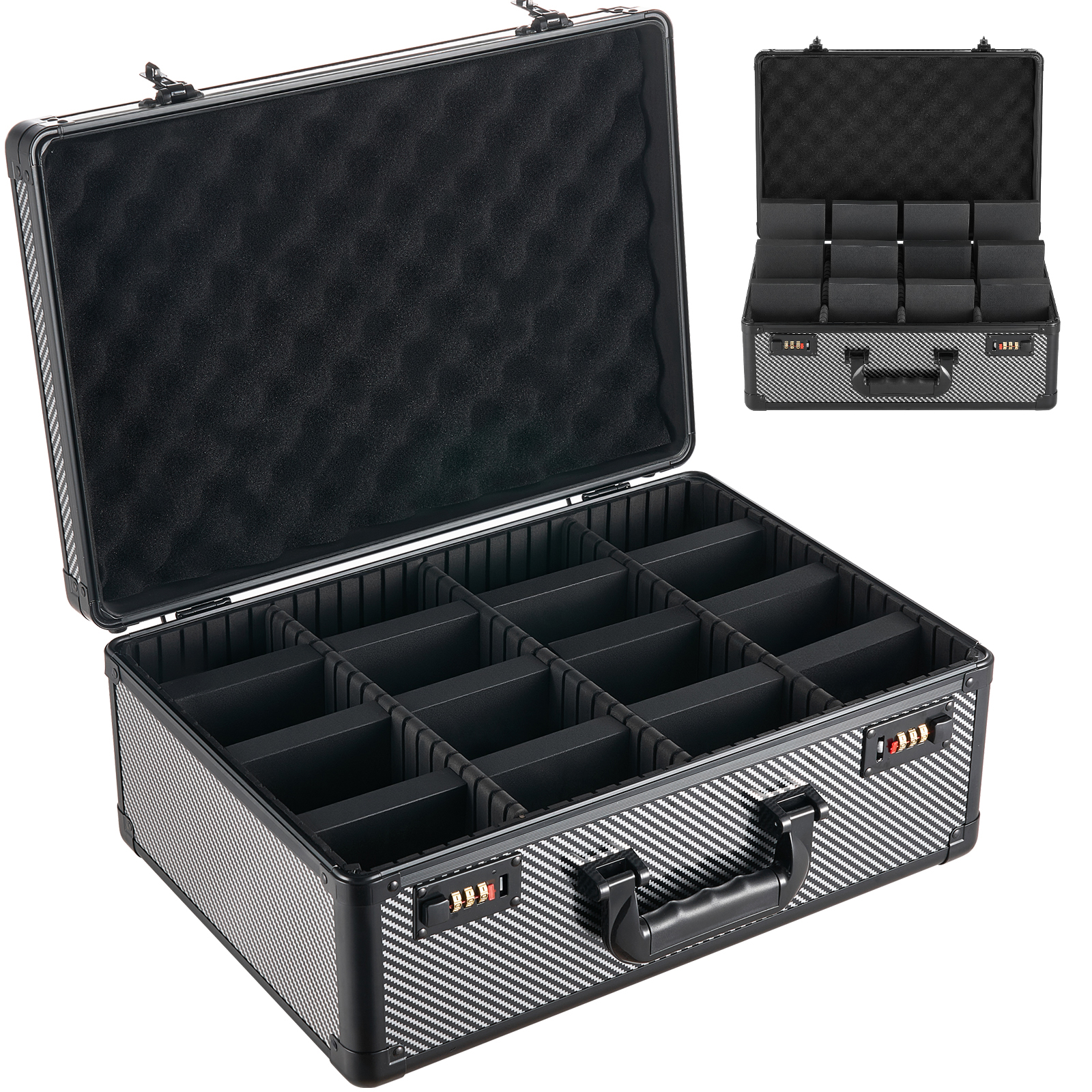 Graded Card Case 4 Row 162 PSA Slab Storage Box With Combination Lock, Baseball Sports Trading Cards Holder Collector With 12 Dividers, Holds 130 SGC 115 BGS 585 Top Loaders & 999+ Loose Cards