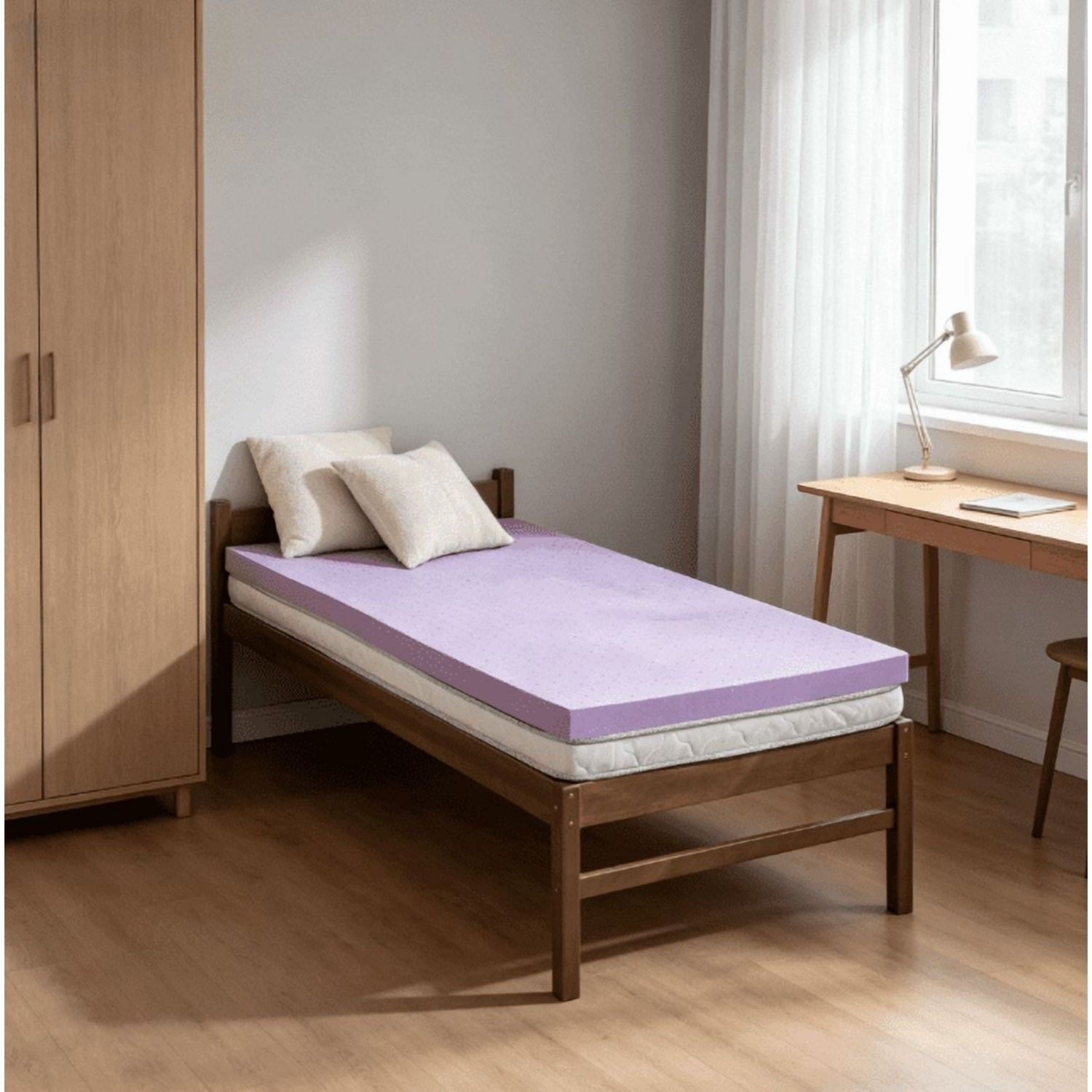 Gel Memory Foam Topper, Plush Feel For Back Pain Relief, CertiPUR Certified, Home Essential, Suitable For All Ages, Purple