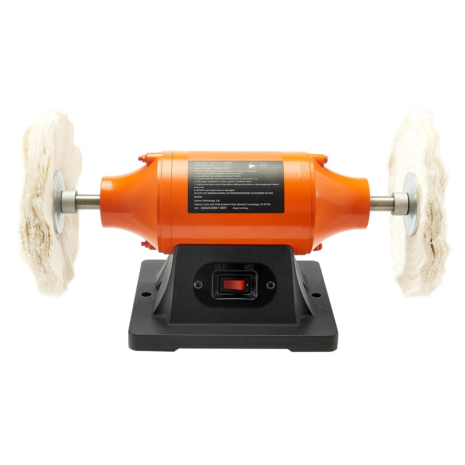 Pulidora de Banco 3/4HP, 8 pulgadas, 3450RPM, para Metal, Joyería y Madera
