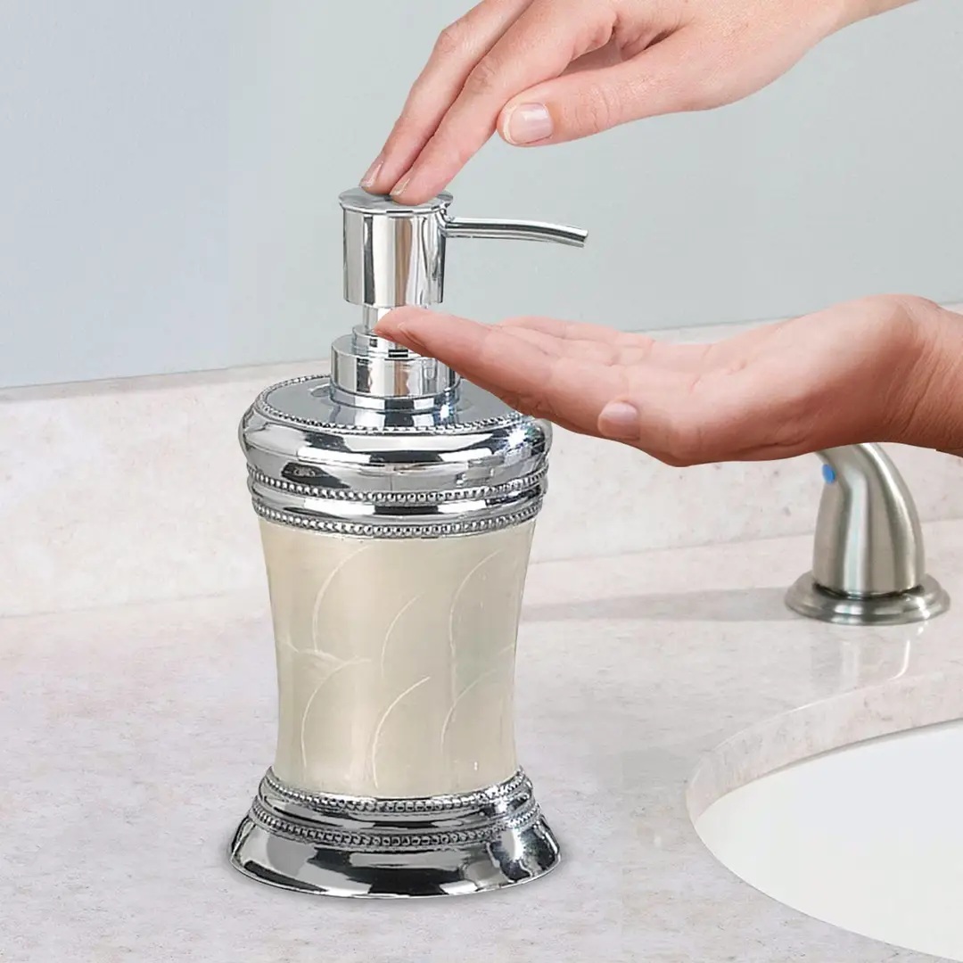 Stainless Steel Liquid Soap Dispenser Pump Bottle  Bathroom Vanity & Kitchen Sink,Holds Soap,Lotion & Sanitizer  Chrome Mop