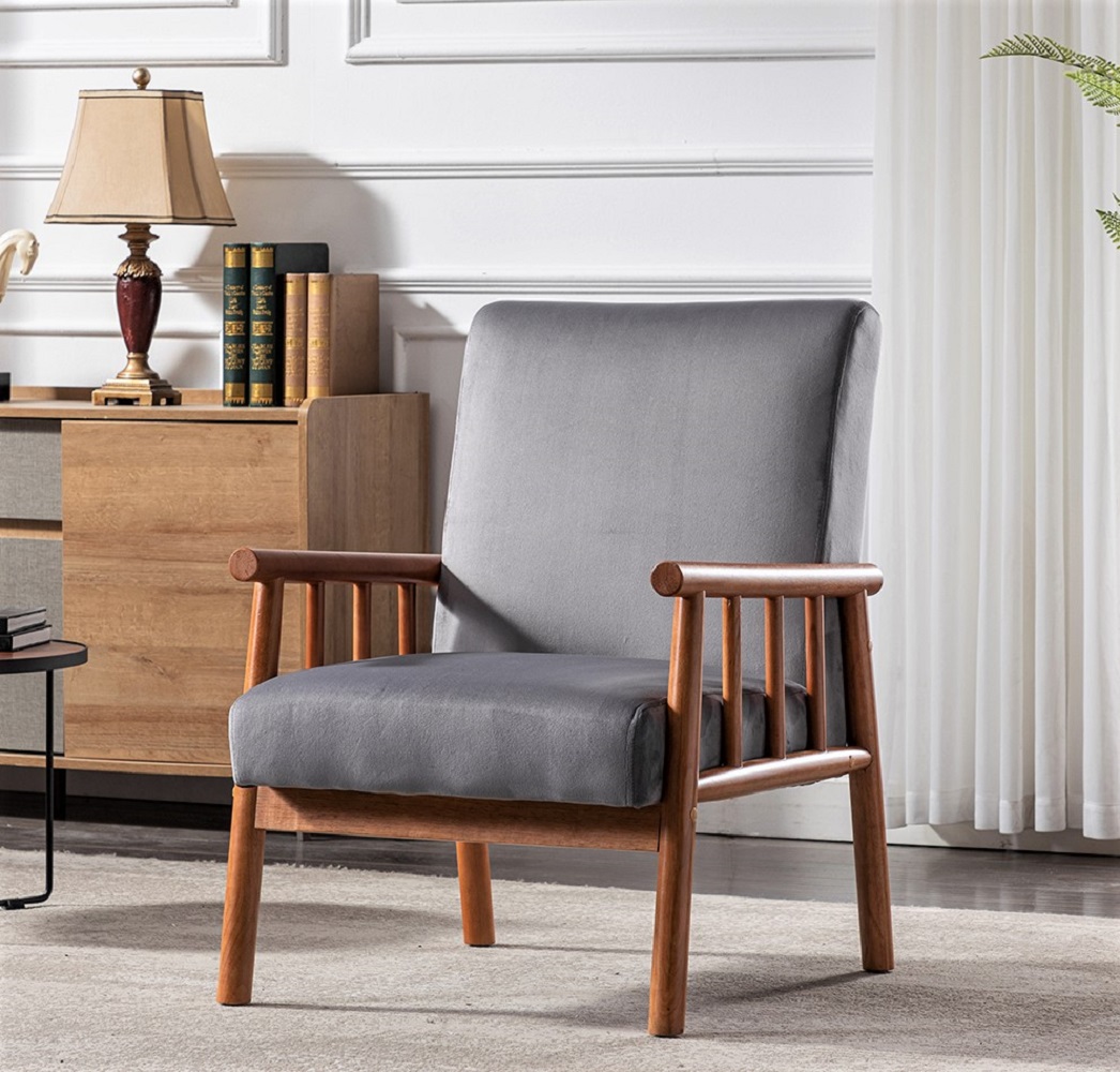 Sillón clásico moderno de mediados de siglo, 25 pulgadas de ancho, gris