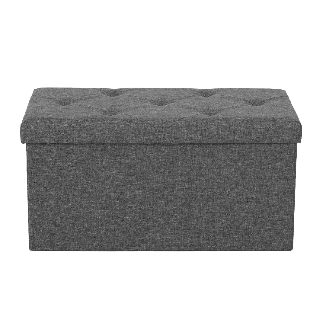 Otomana de almacenamiento plegable con asiento acolchado de espuma gruesa, reposapiés