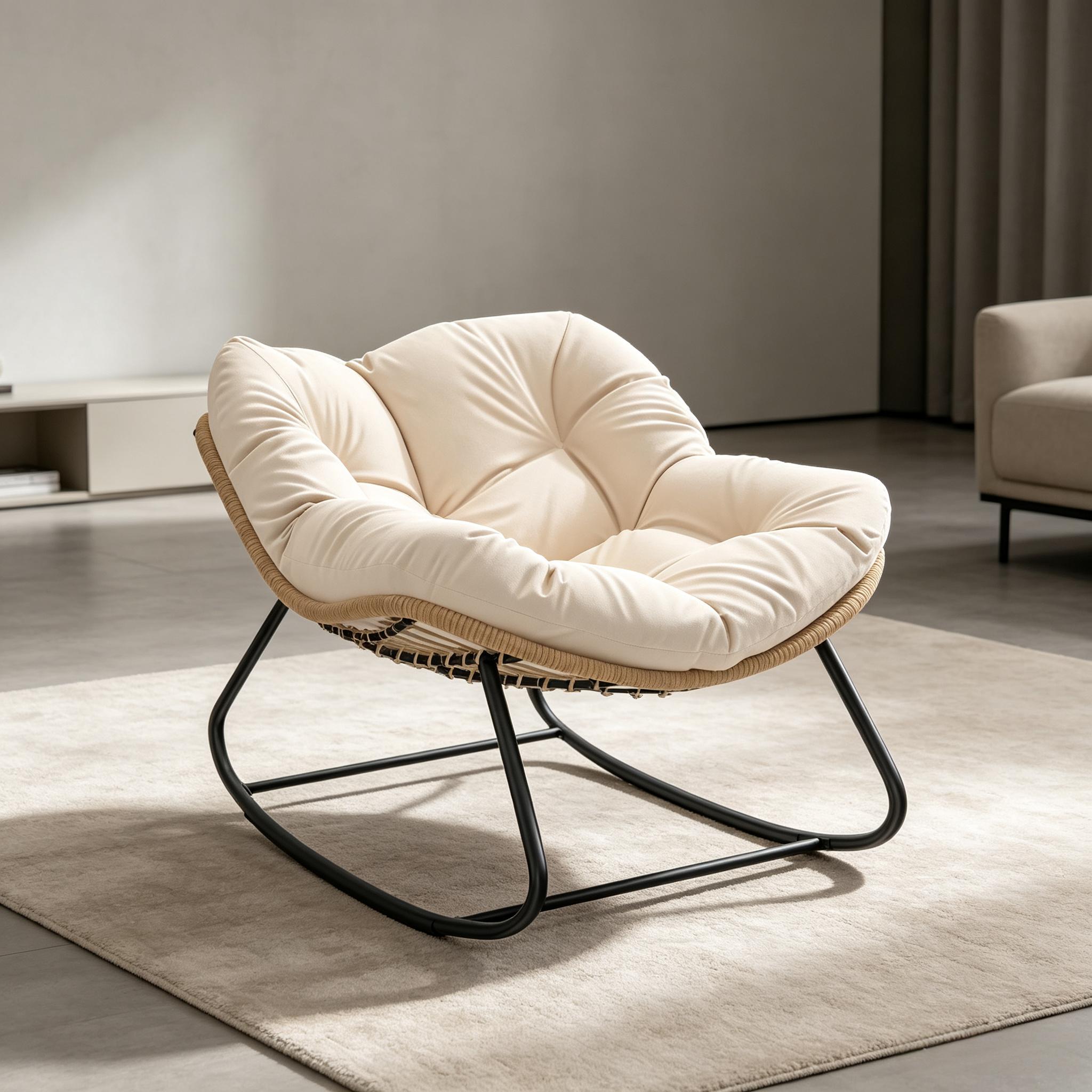 Rocking Egg Chair, Oversized Design with Cushion, Indoor Outdoor Furniture  for Backyard, Patio, Garden