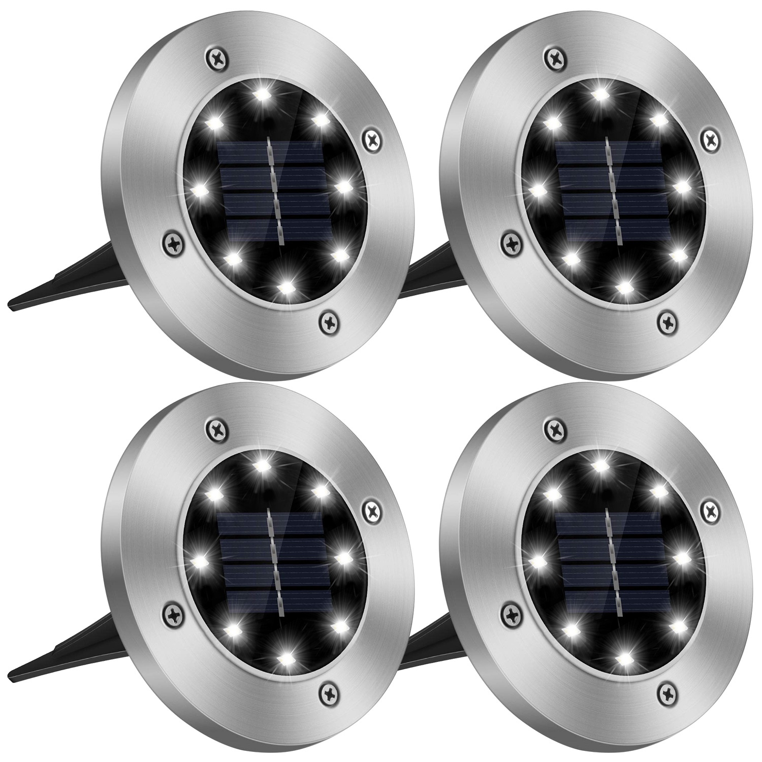 Paquete de 4 Luces Solares de Suelo para Exterior IP65 Impermeables Enterrables