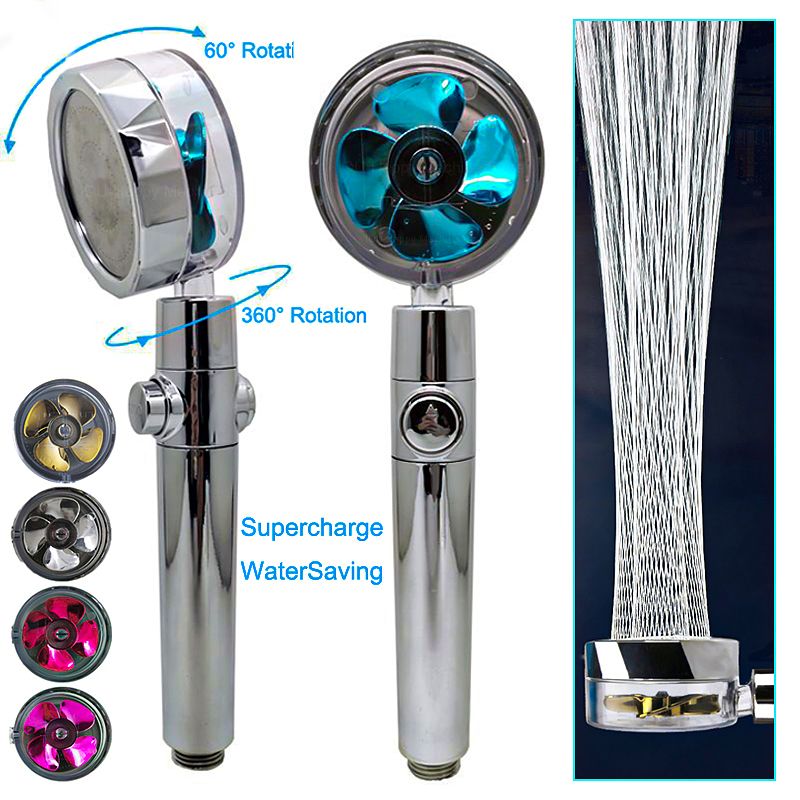 Cabezal de ducha ABS, ahorro de agua, flujo 360 grados, alta presión, con ventilador