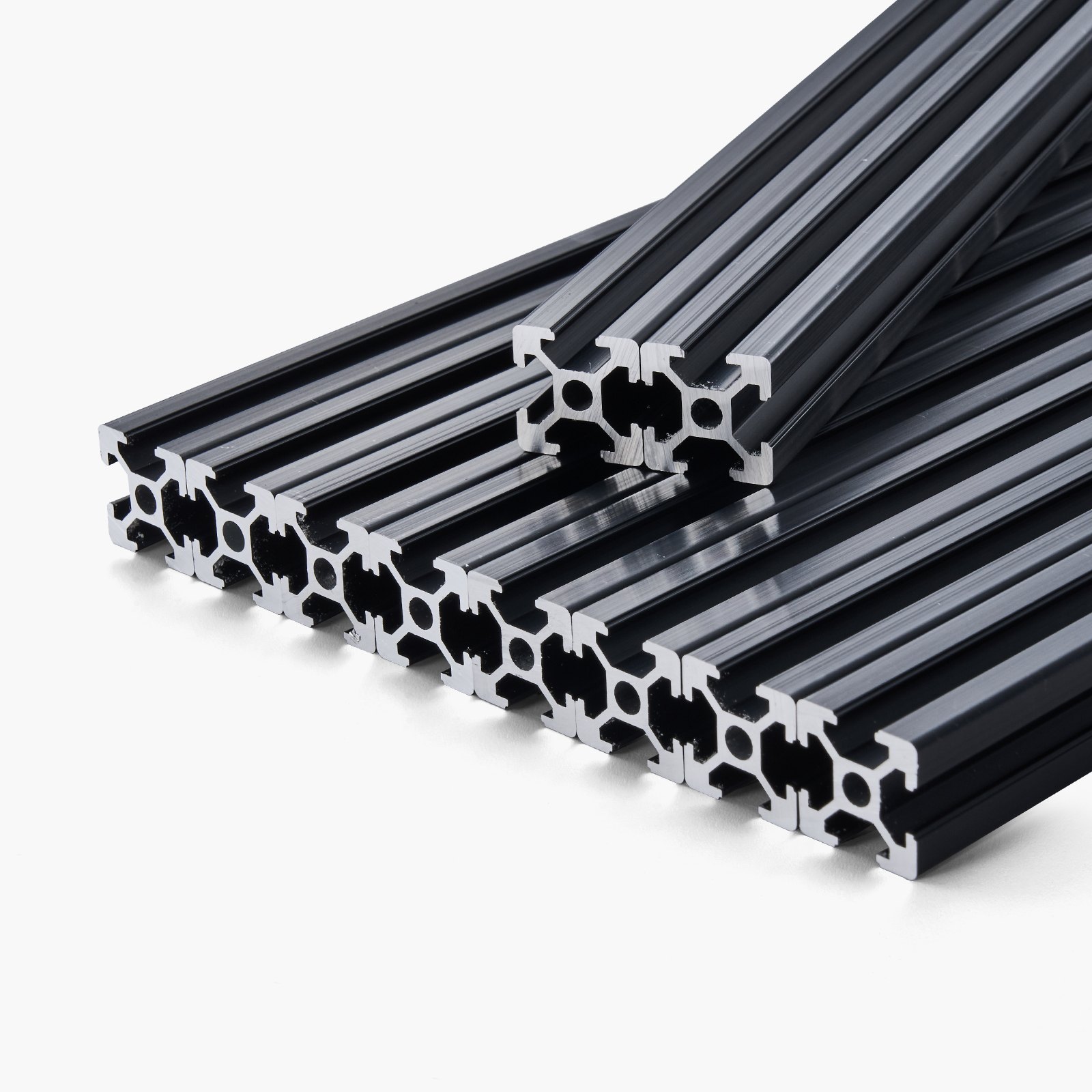 Perfil de extrusión de aluminio ranura en T, 10 piezas, 59 pulgadas (1500 mm), negro