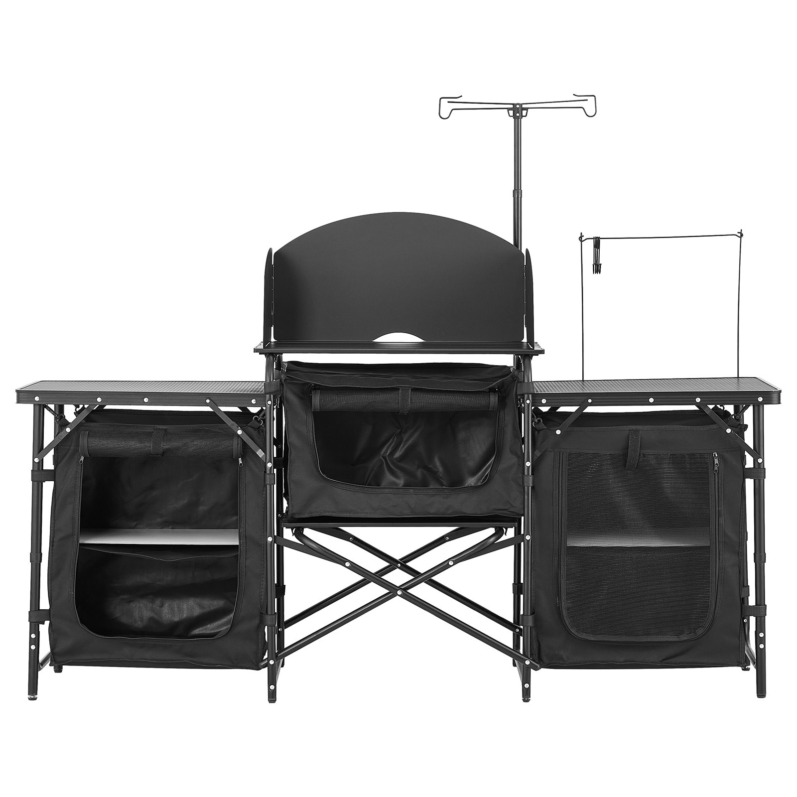 Mesa de Cocina de Camping Portátil, Estación de Cocción, Almacenamiento, Aluminio