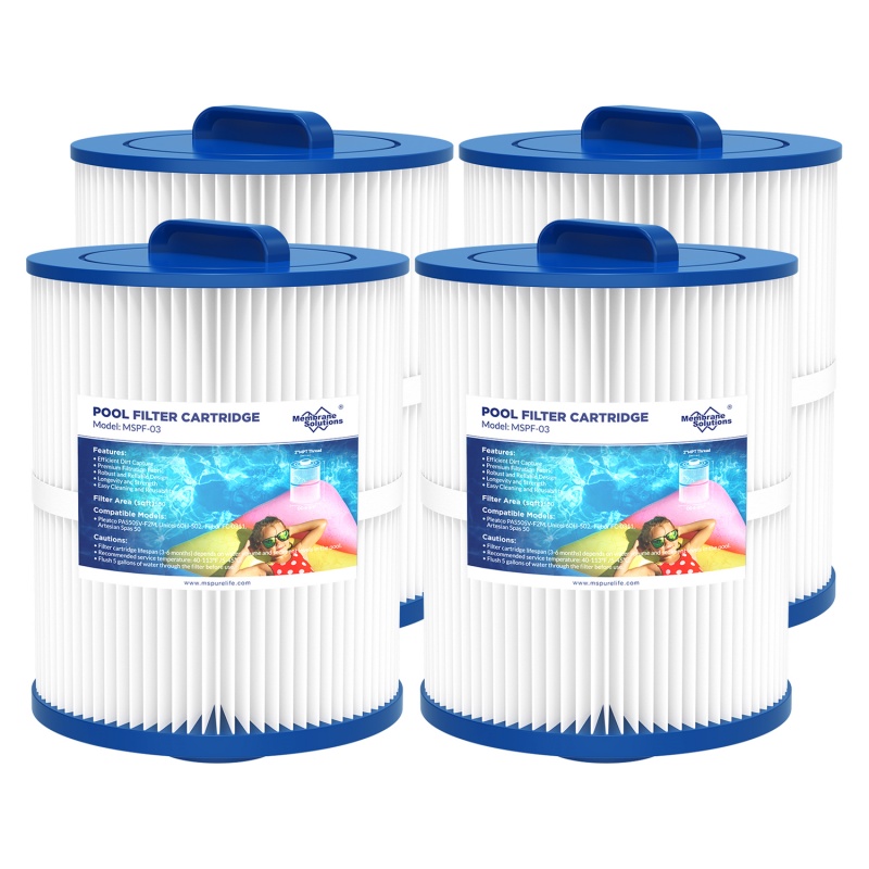 Paquete de 4 cartuchos de filtro para spa PAS50SV-F2M, compatible con Unicel 6CH-502