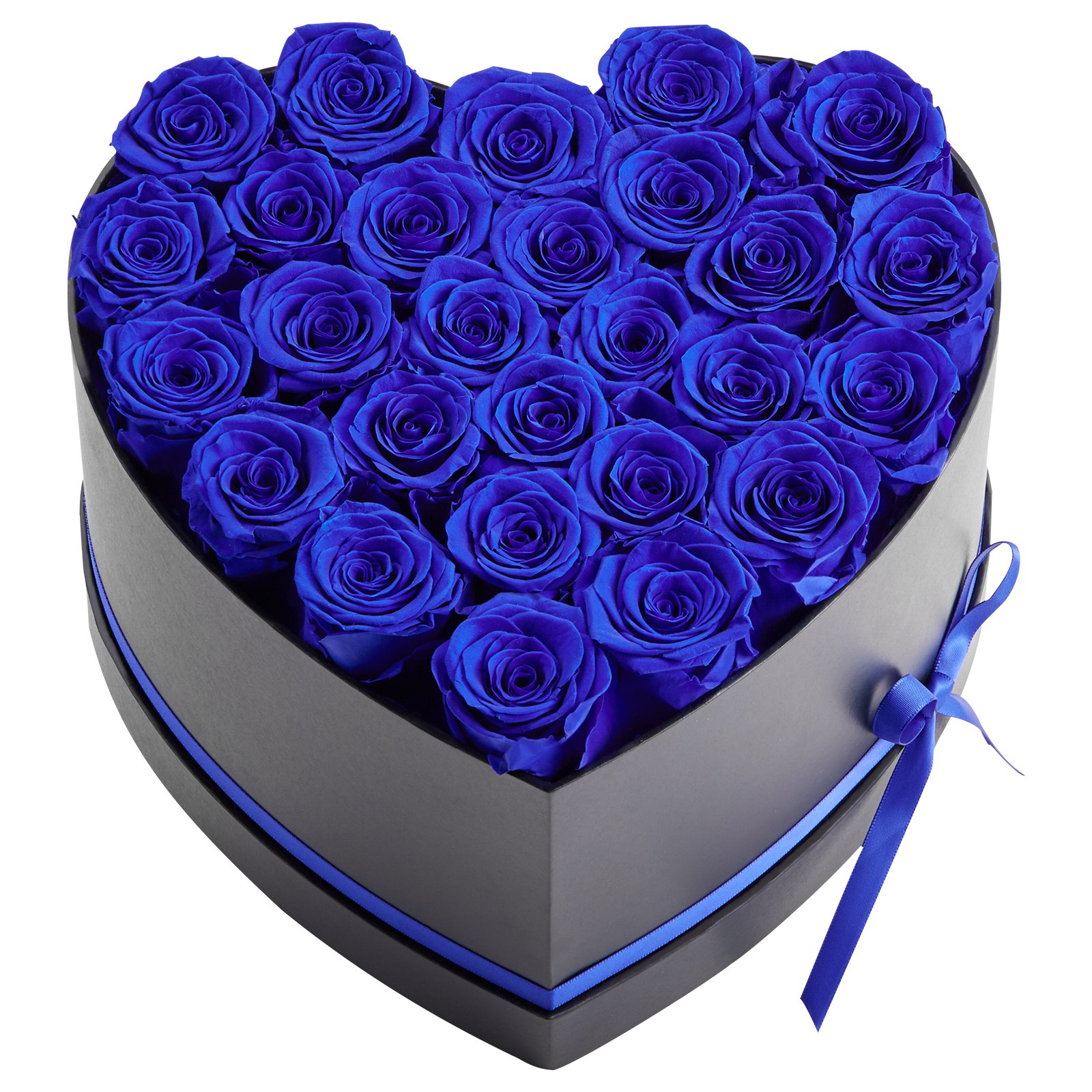 27 Rosas preservadas en caja de corazón, azul rey, regalo para mujer