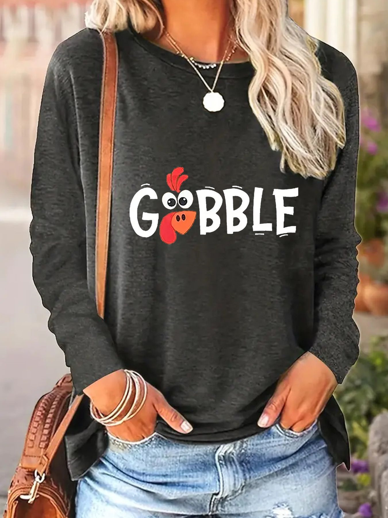 Camiseta de algodón para mujer, manga corta o larga, cuello redondo, casual