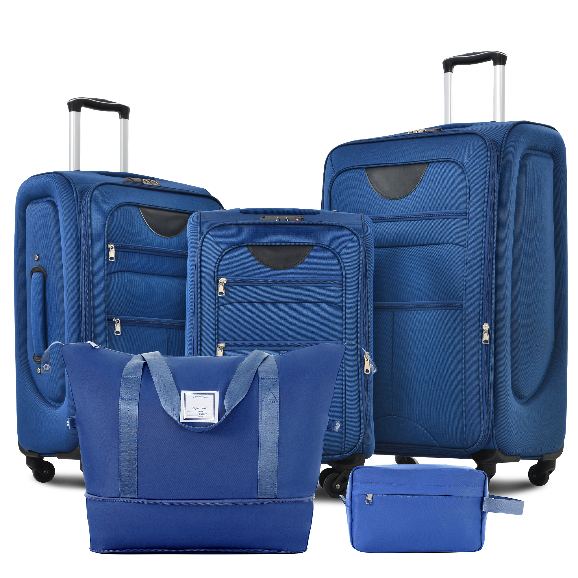 Set de equipaje blando expandible de 3 piezas con maleta y bolsa de viaje