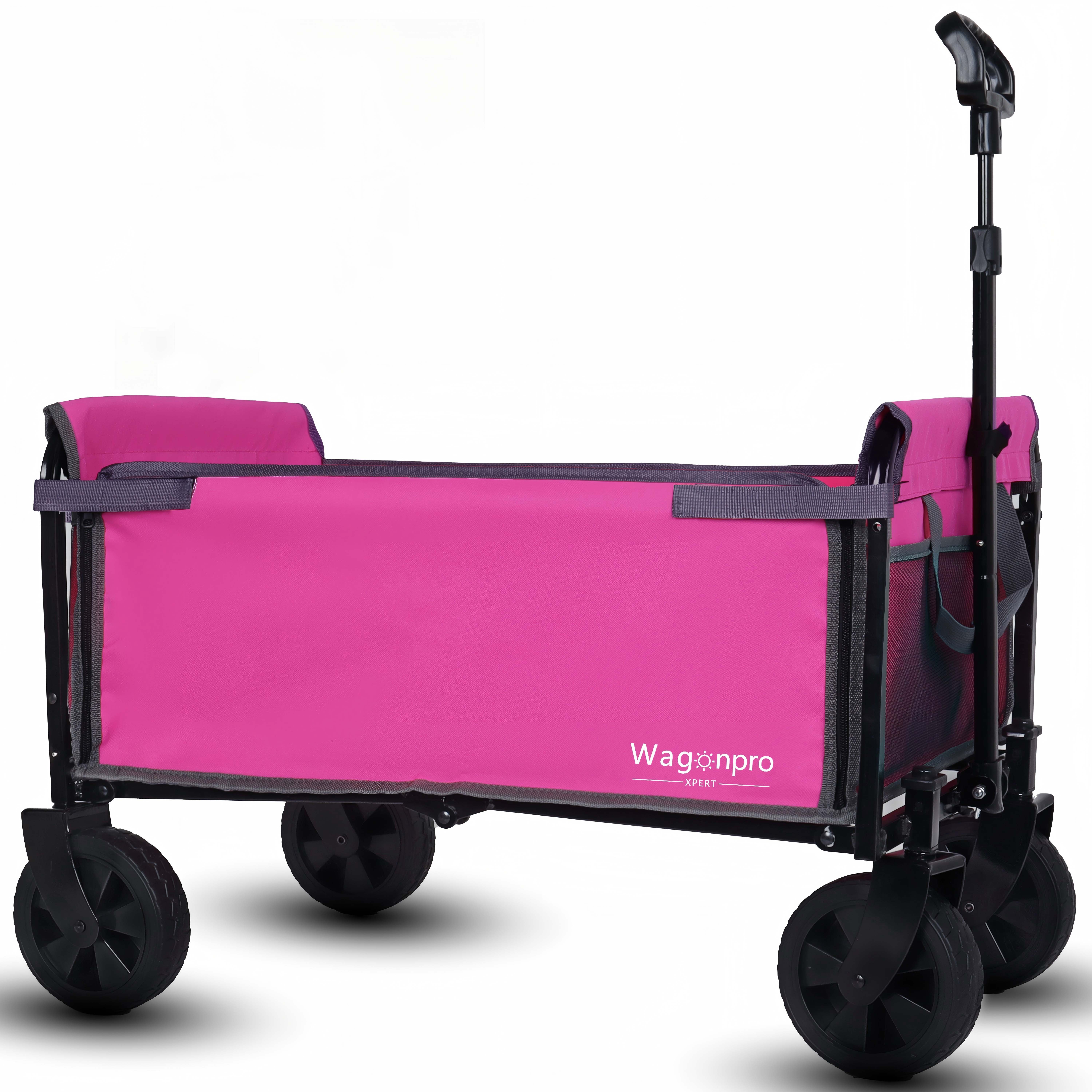 Carro plegable convertible de 4 ruedas con asiento y correa para perro, resistente, rosa.