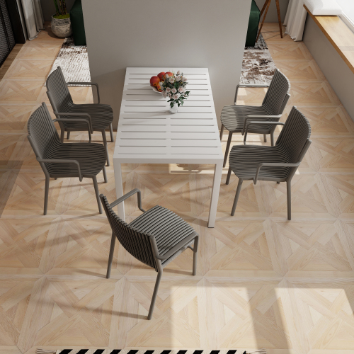Juego de 4 sillones modernos apilables de plástico, respaldo ergonómico, azul claro
