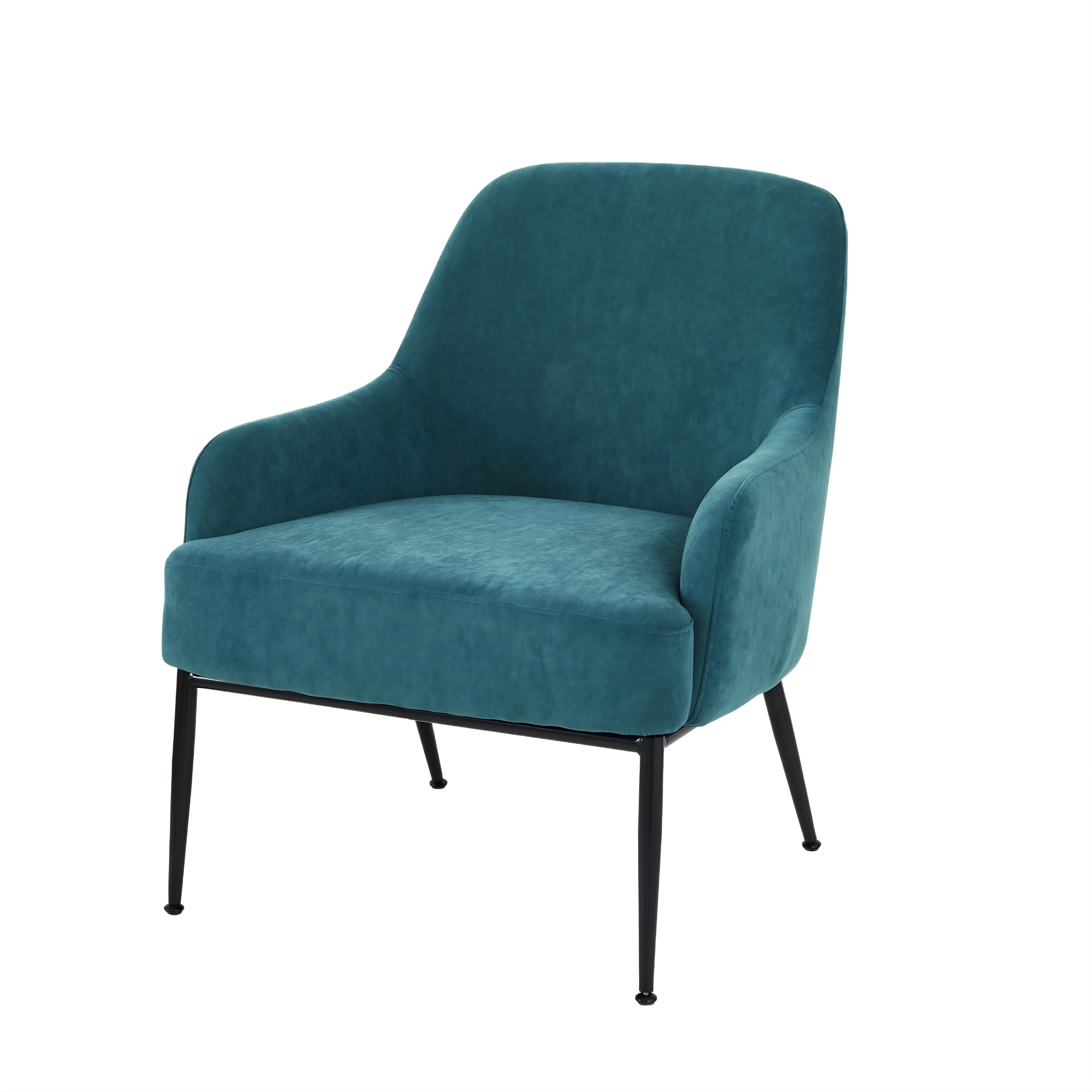 Greenish Blue Velvet Accent Chair, Modern Upholstered Armchair With Metal Legs, Comfy Side Chair For Living Room Bedroom