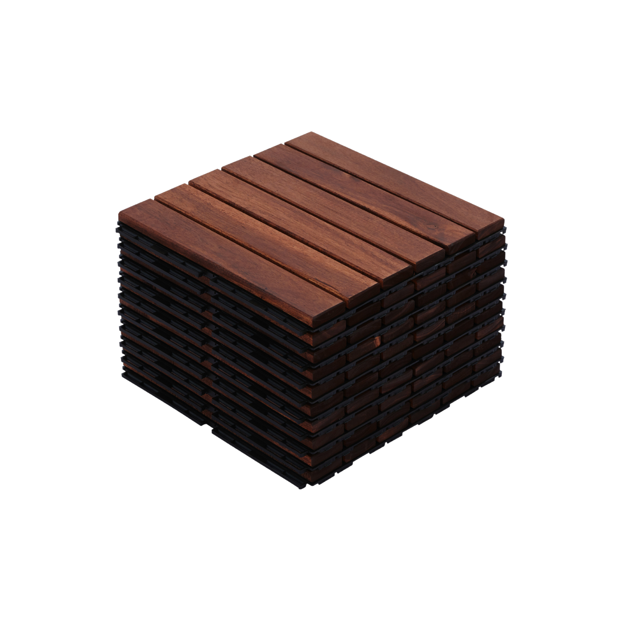 10 PCS Interlocking Deck Tiles Striped Pattern, 12  X 12  Square Acacia Hardwood Outdoor Flooring For Patio, Bancony, Pool Side,...