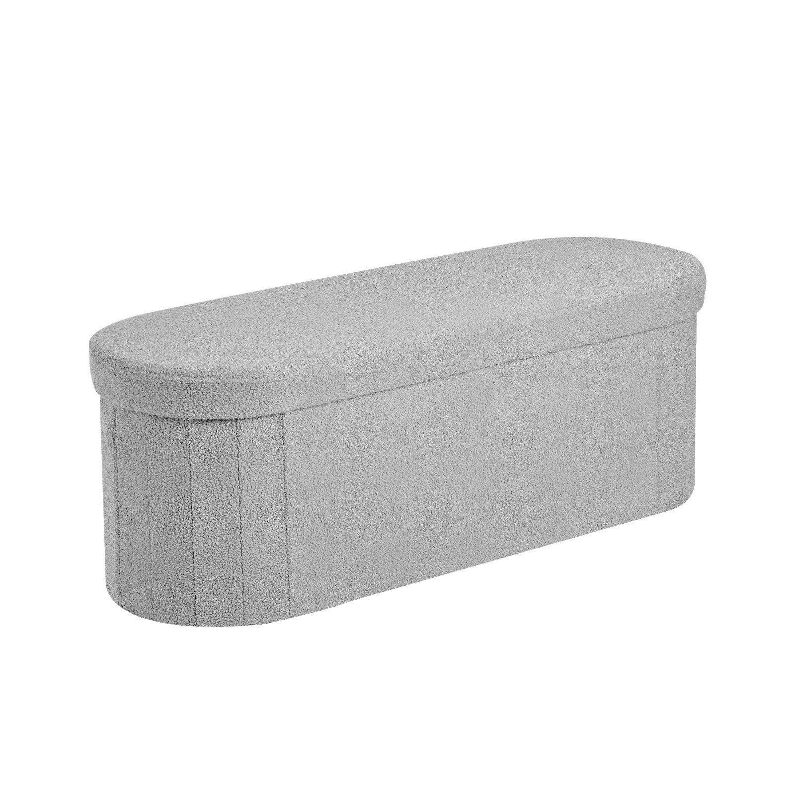 Banco otomano ovalado plegable con almacenaje, soporta 660 libras, gris
