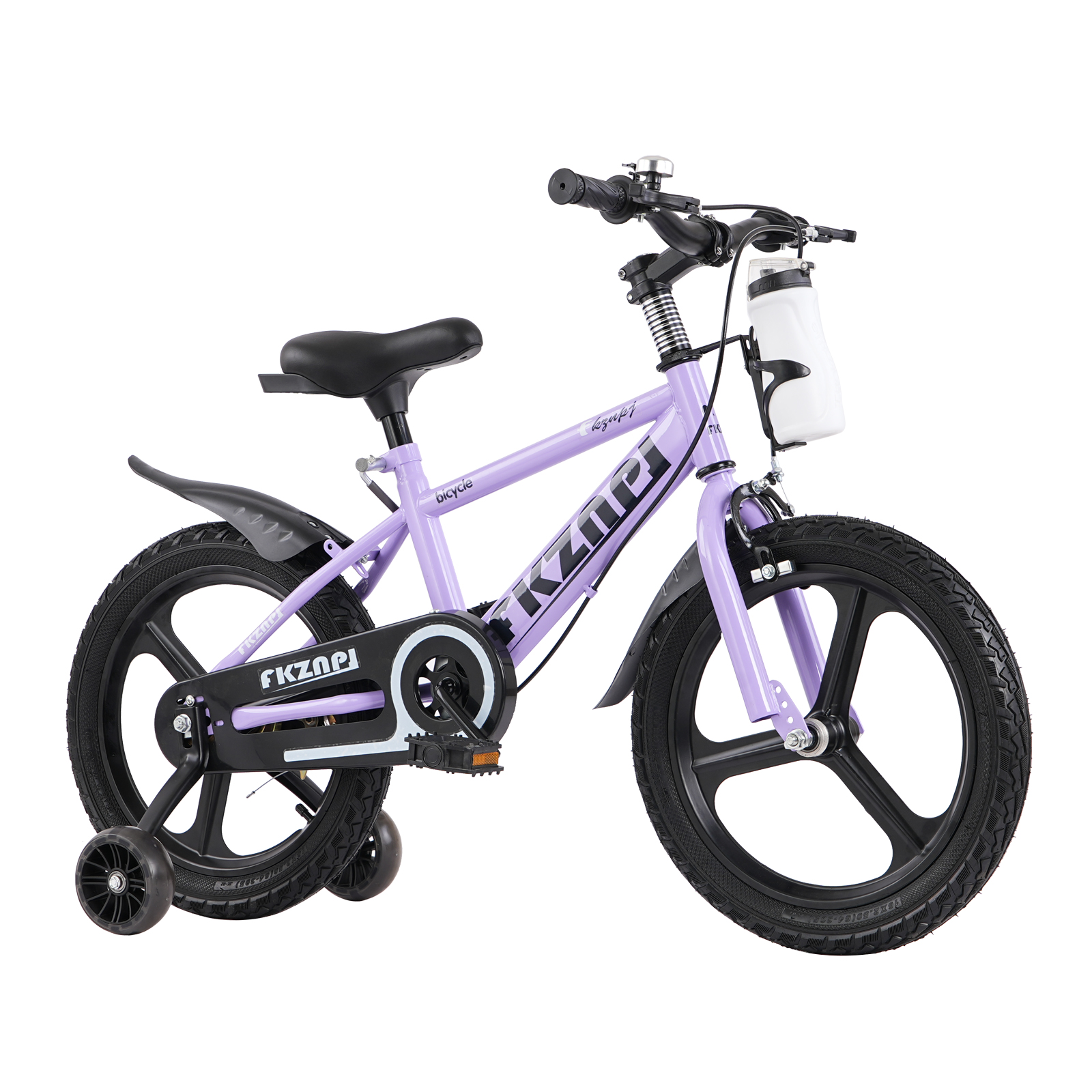 FKZNPJ Kids Bike 16 Inch  High Carbon Steel Frame, Magnesium Alloy Wheels, Training Wheels With Night Glow, Adjustable Seat, Water Bottle  Girls & Boys Bicycle Ages 3-9, Toddler Bike