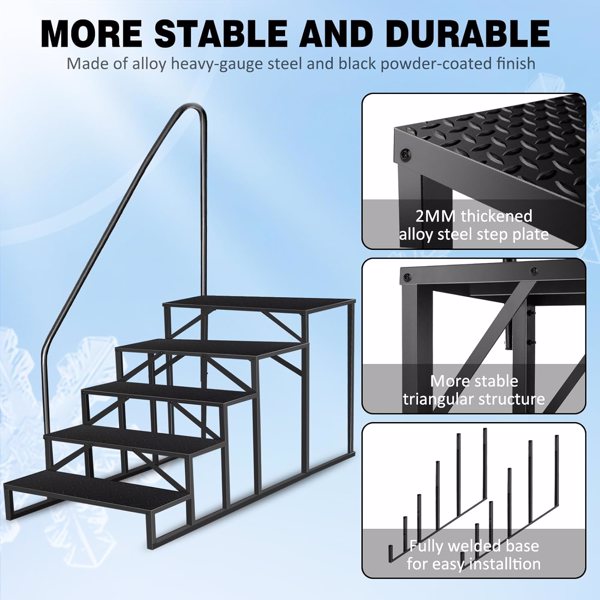 Escalera de 5 peldaños con pasamanos para piscina, capacidad de carga 660 libras