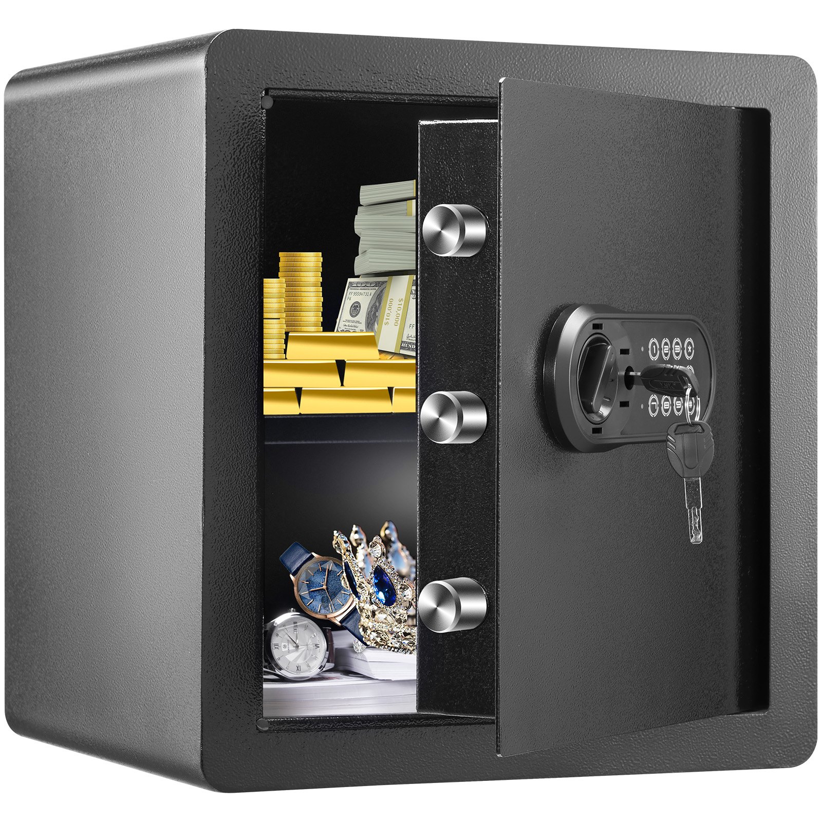 Safe, 1.8 Cubic Feet Home Safe, Steel Security Safe With Digital Keypad And 2 Keys, Cabinet Safe With Fire-proof Bag, Protect Cash, Gold, Jewelry, Documents For Home, Hotel, 15.8x13x16.9 Inches