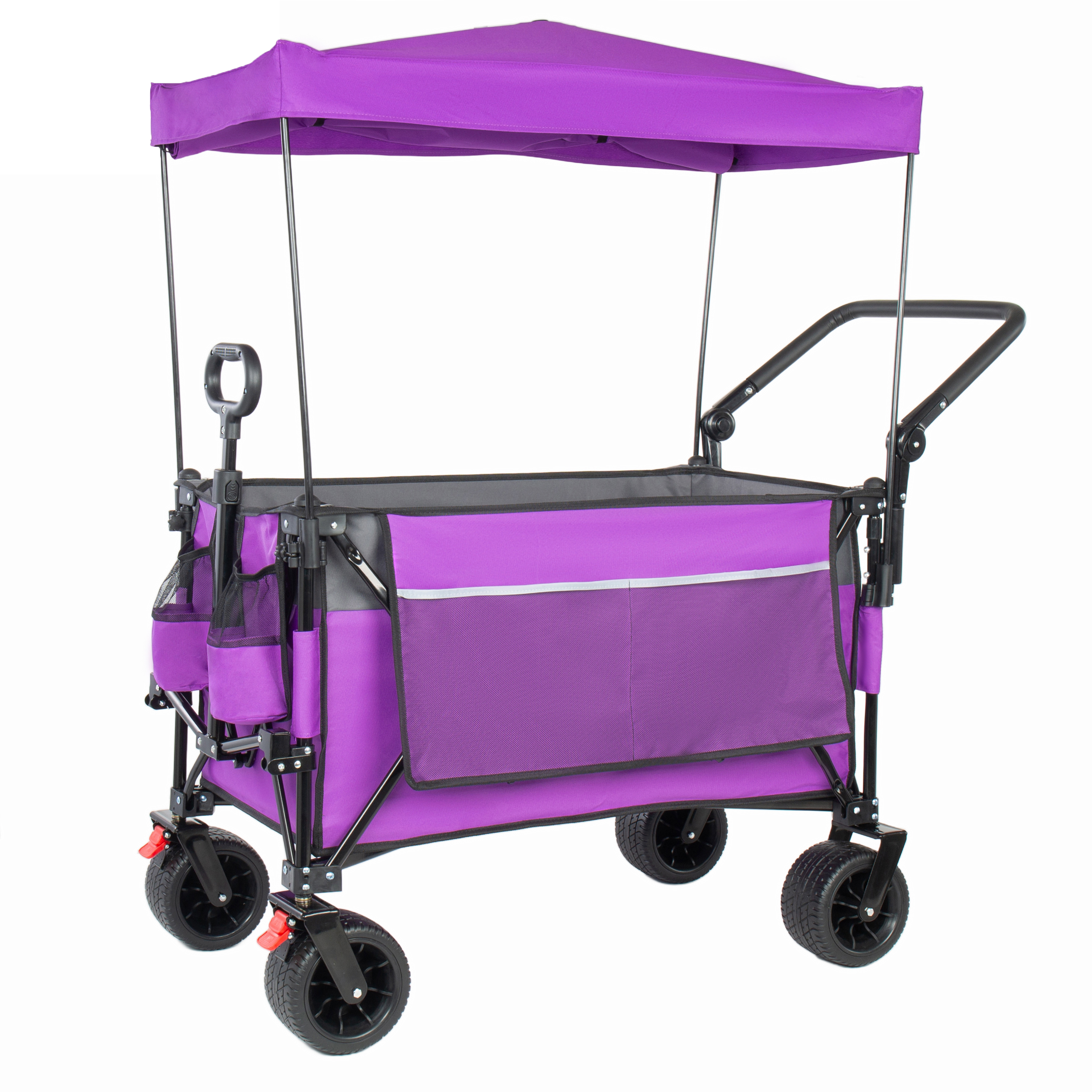 Carro Plegable Multifuncional con Toldo, Ruedas Todo Terreno, Capacidad 480 libras, Púrpura