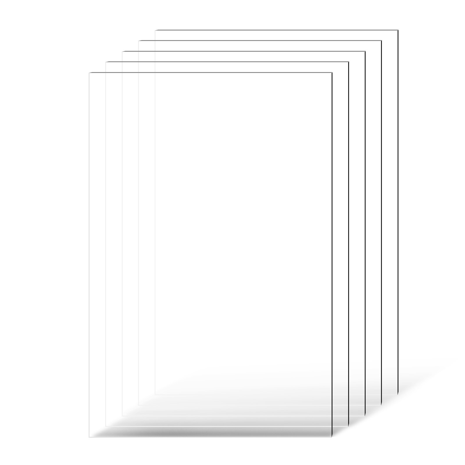 PET, Plexiglass Sheets, 5 Pack Plastic Sheet, 0.04 Inch Thick Transparent Clear Flexible Plastic Panels For Craft, Replacement Picture Frame Glass, DIY Display Project, Easy To Cut