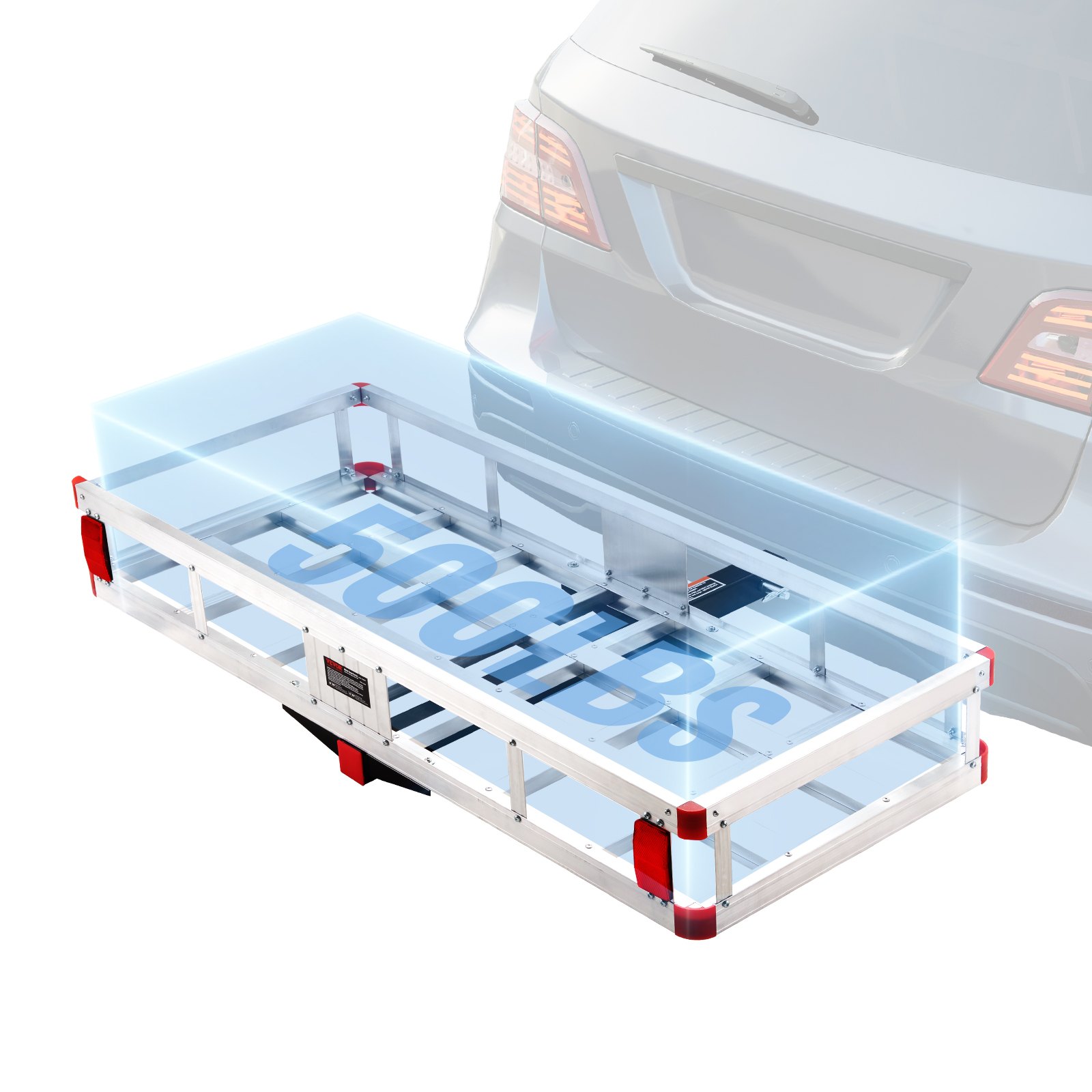 Cesta de carga para enganche de 2", 500 libras, aluminio, 49.4x22.4x7.1 pulgadas.