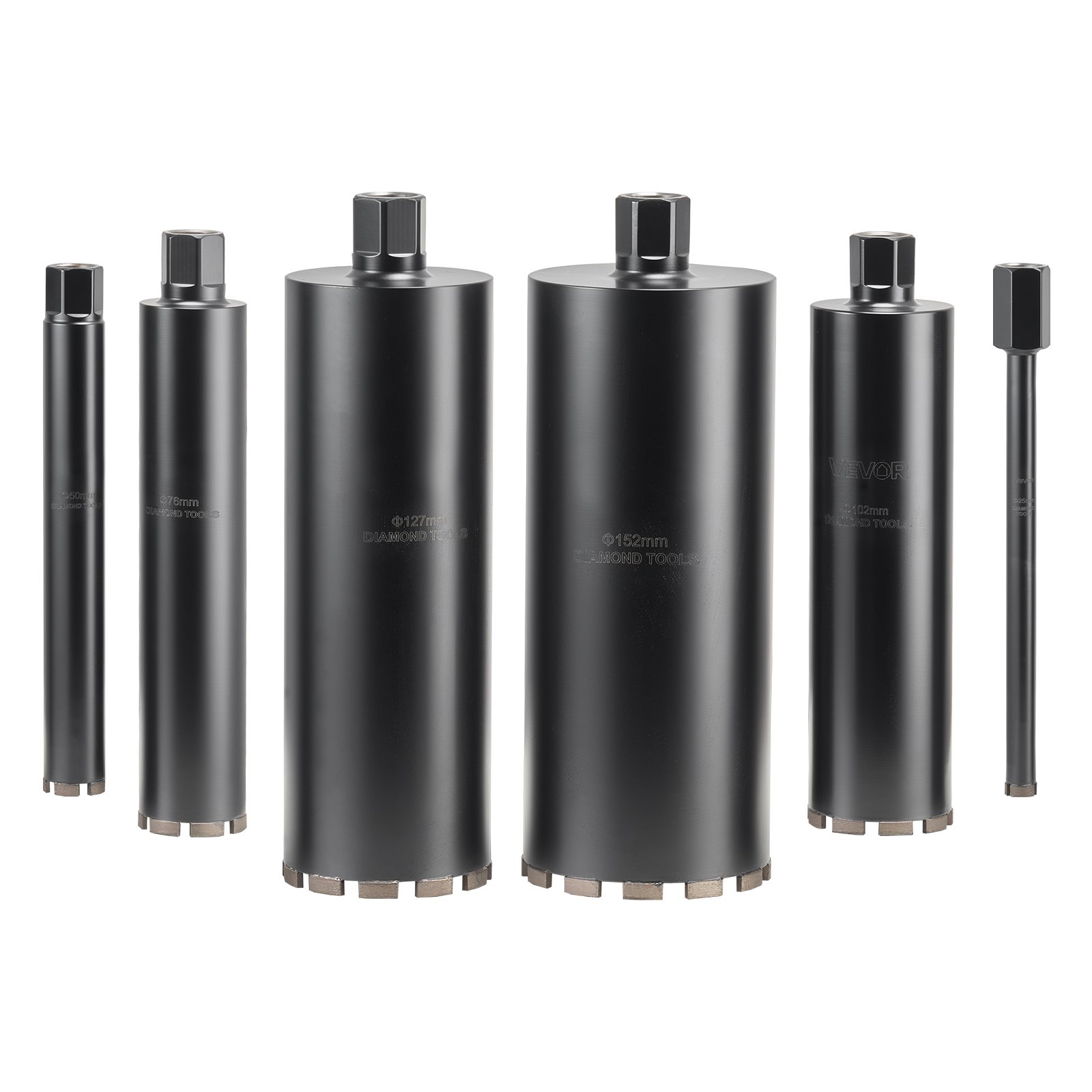 Core Drill Bit, 6 Pieces, 1/2/3/4/5/6 Inch Diameter, 14 Inch Drilling Depth, 1-1/4 In-7 Internal Thread, High-Precision Welding, Wet Diamond Core Bit For Reinforced Concrete, Bricks, And Masonry