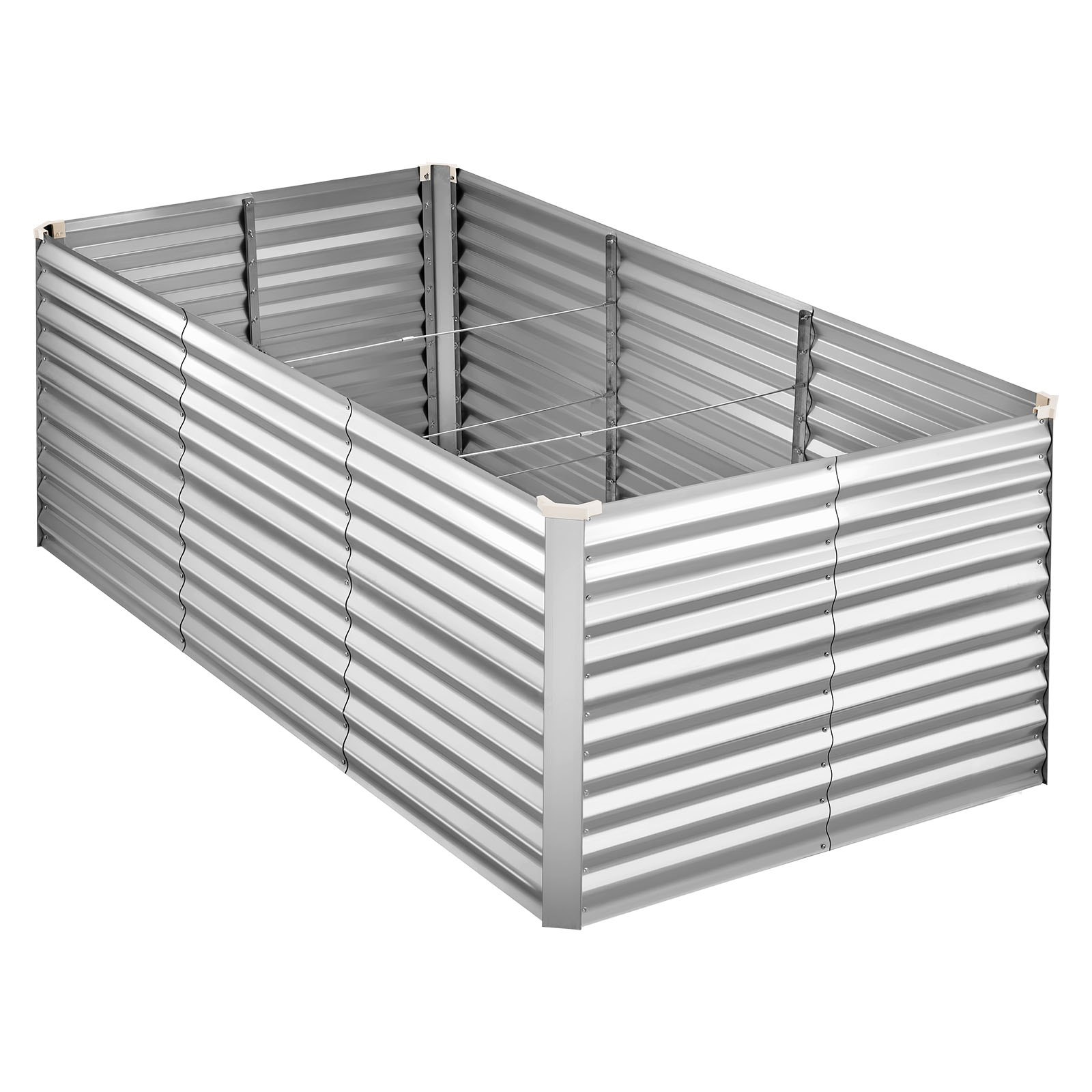 Galvanized Raised Garden Bed, 8 X 4 X 3 Ft, Rectangular Metal Planter Box Kit Outdoor, Bottomless Elevated Planting Box With Gloves, Rustproof Alu-Zinc, For Growing Flowers Vegetables, Silver